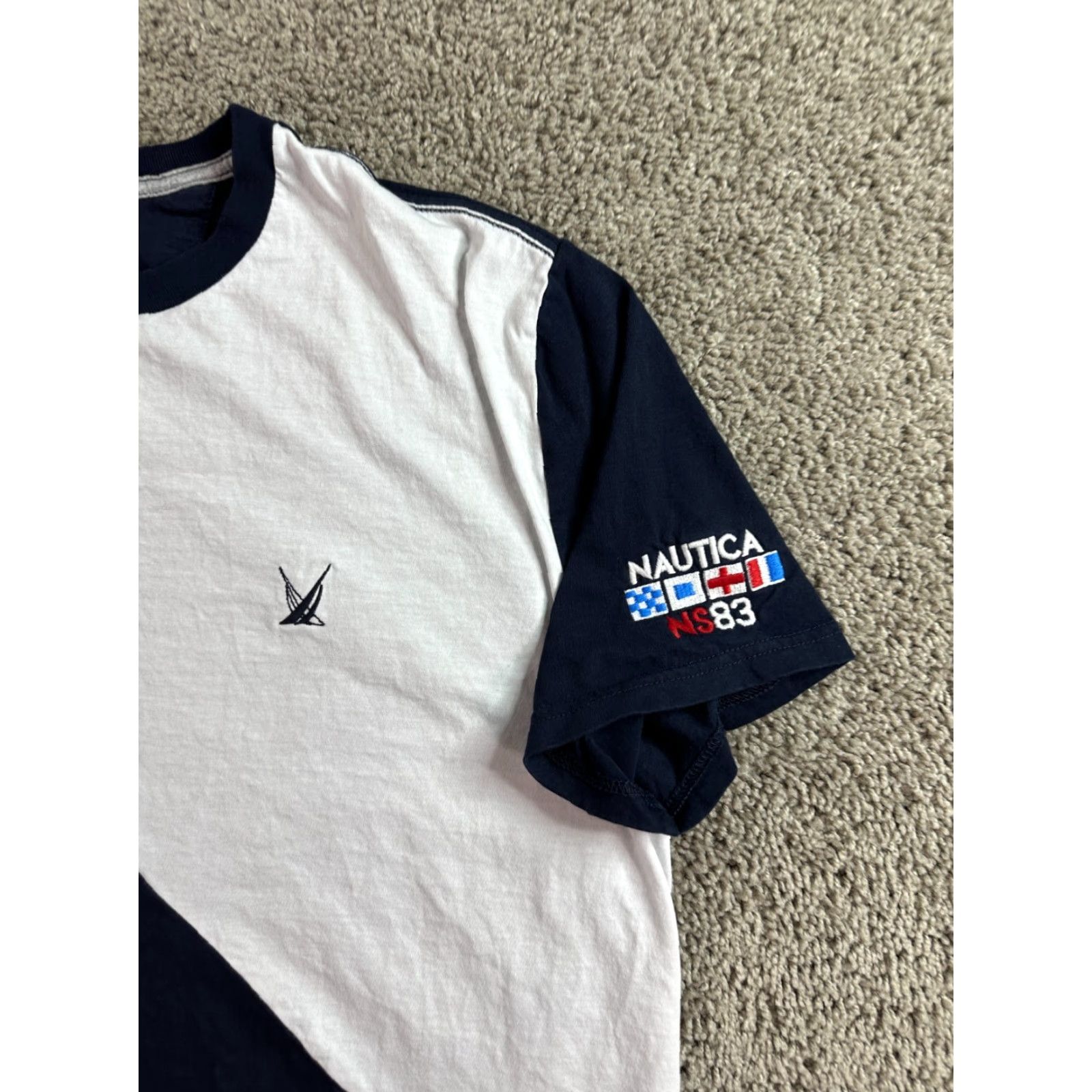 Nautica Nautica Blue Sail Shirt Mens L Colorblock Embroidered T-Shirt Casual Crew Neck Short Sleeve Cotton Knit Size US L / EU 52-54 / 3 - 3 Thumbnail