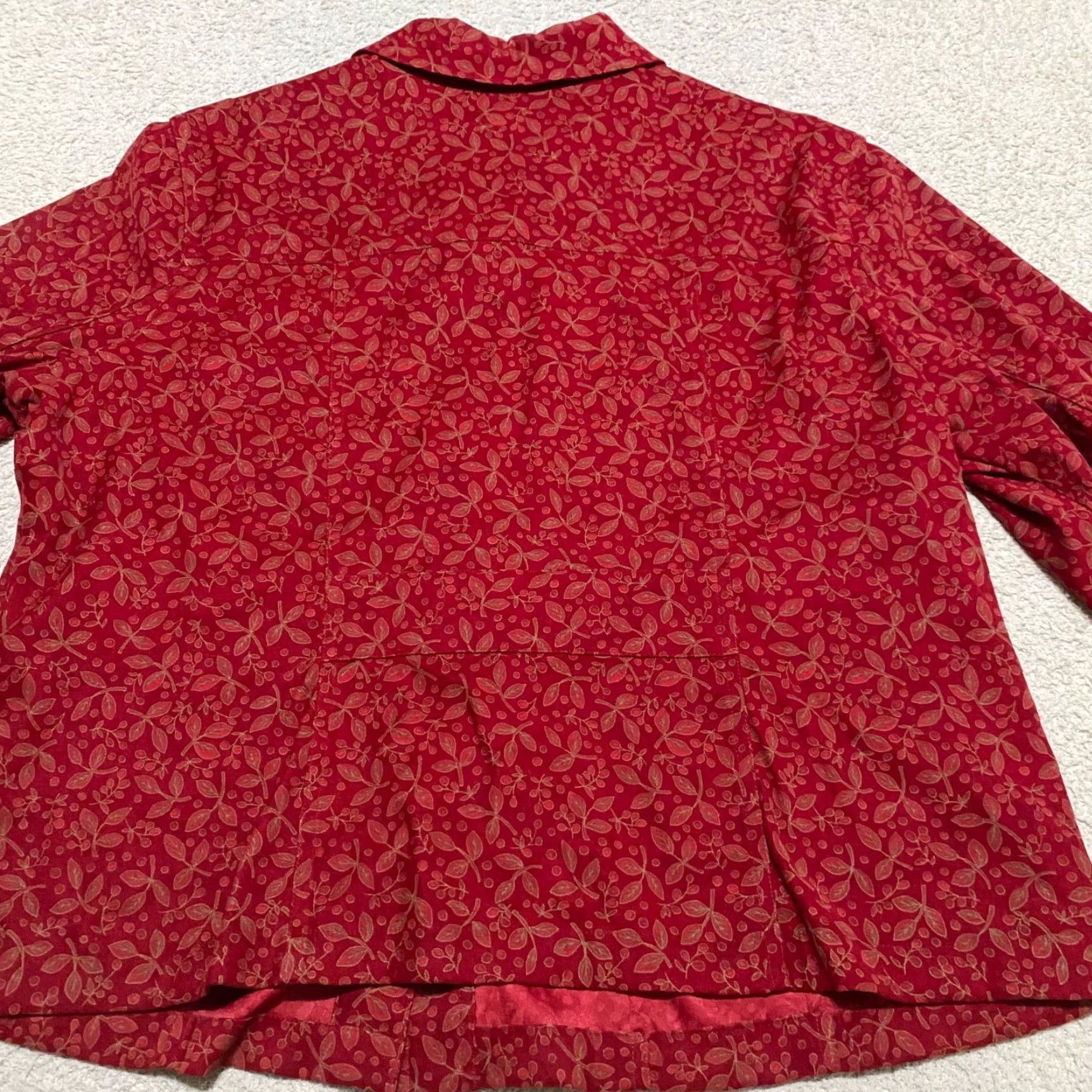 Vintage Christopher & Banks Jacket Womens 1X Plus Red Floral Button Up Short Sleeve Shoulder Pads Casual Travel Size XL / US 12-14 / IT 48-50 - 2 Thumbnail
