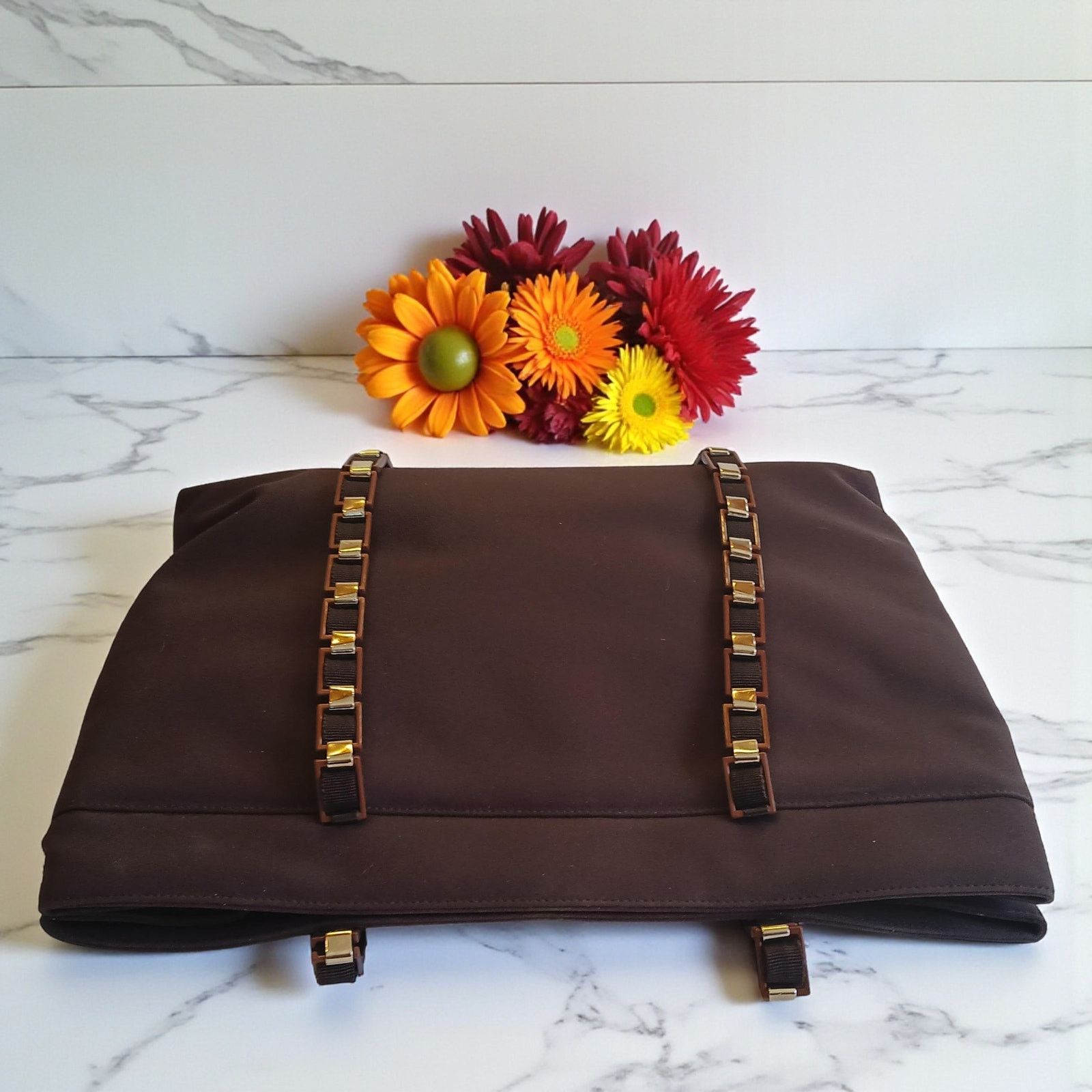 Salvatore Ferragamo Salvatore Ferragamo Vala Tote in Brown with Logo Chain Strap Size ONE SIZE - 5 Thumbnail