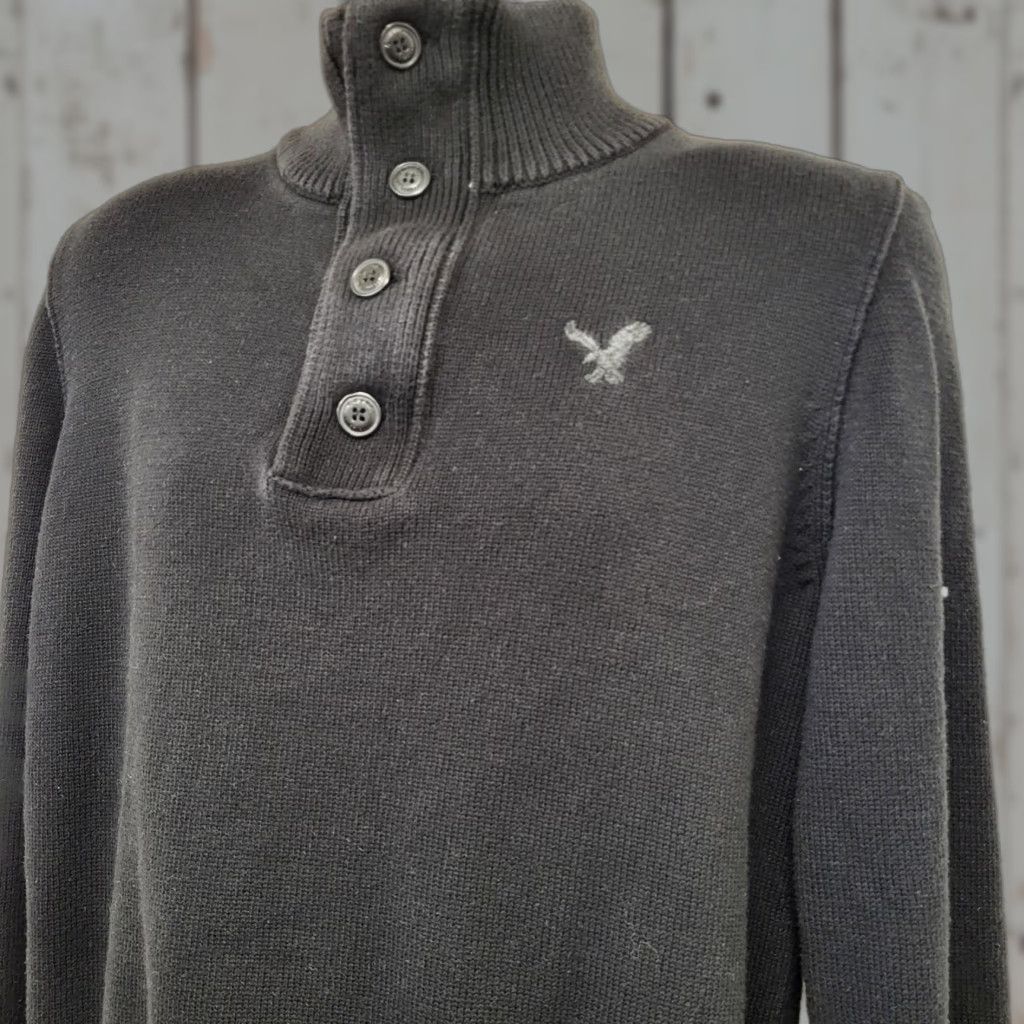 American Eagle Outfitters American Eagle Outfitters Sweater Men 3/4 Buttons Black Classic Fit Size M Knit Pullover Long Sleeve Casual Winter Fall Spring Summer All Seasons Size US M / EU 48-50 / 2 - 1 Thumbnail