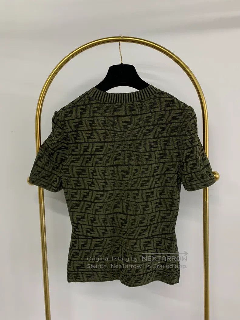 Fendi Fendi Green monogrammed knit short sleeve Size XS / US 0-2 / IT 36-38 - 3 Thumbnail
