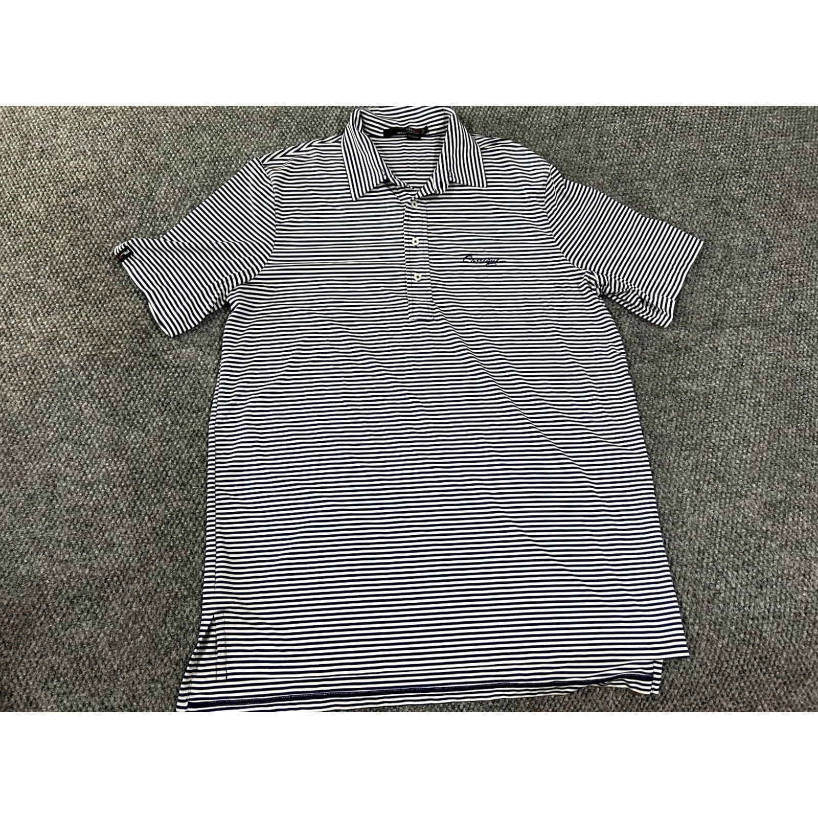 RLX Ralph Lauren RLX Ralph Lauren Polo Shirt Mens Large Blue White Striped Stretch Performance Golf Casual Shirt Size US L / EU 52-54 / 3 - 2 Thumbnail