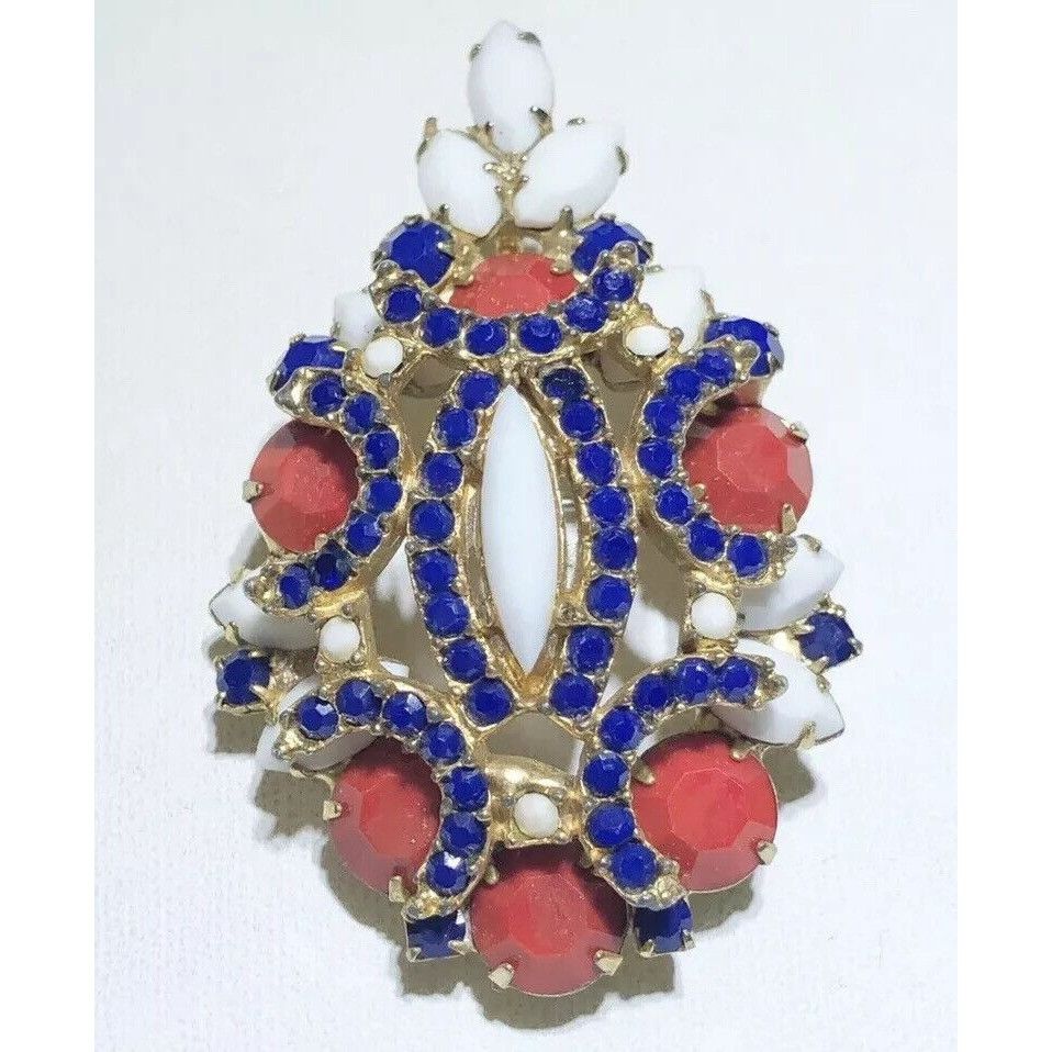 Kenneth Jay Lane KJL Kenneth Jay Lane Vintage Red White Blue Rhinestone Penda Size ONE SIZE - 6 Thumbnail