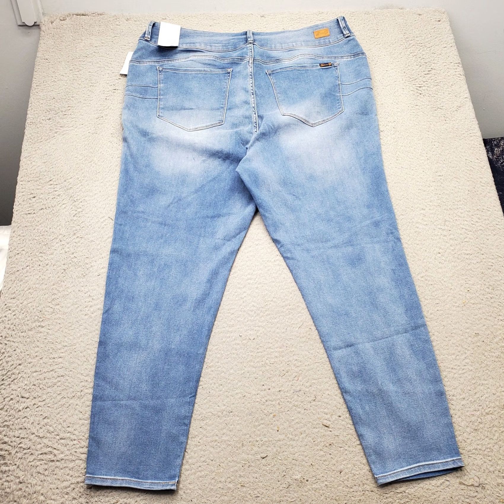 Vintage Seven7 Curvy Jeans Women's 24W Blue Denim High Rise Stretch 2-Button Fly Slim Jegging Size 42" / US 20 - 2 Thumbnail