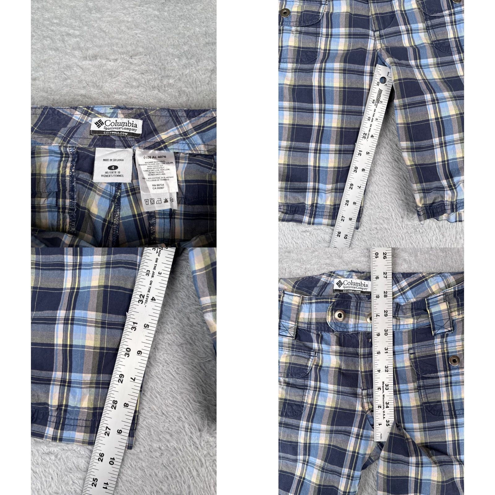 Vintage Columbia Womens Shorts 4 Blue Floral Plaid Chino Cotton Blend Activewear Casual Travel 29x10 Size 27" / US 4 / IT 40 - 8 Thumbnail