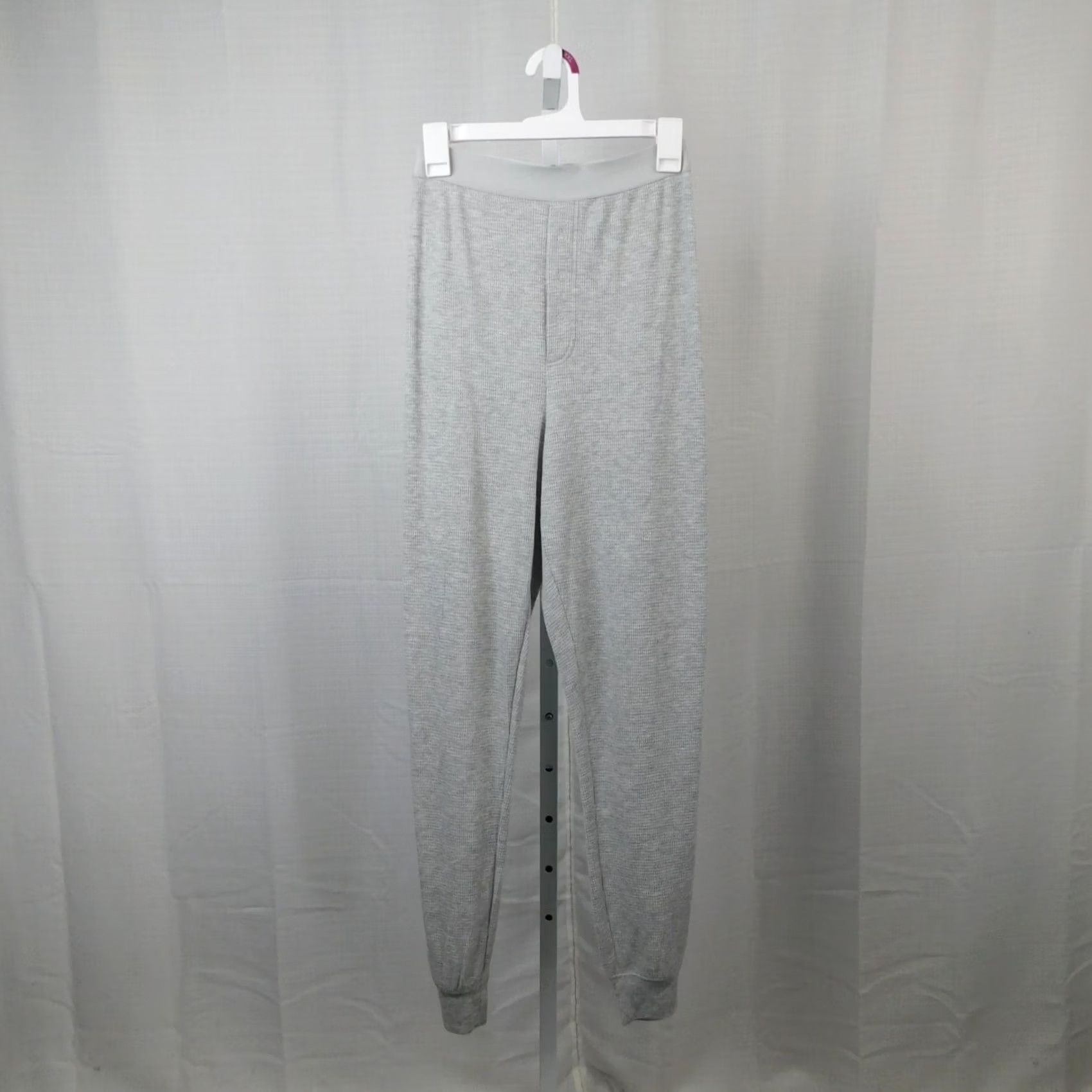 Vintage Wondershop Men's Pajama Pants - XL Gray Thermal Knit Pull On Waist Elastic Ribbed Cuff Holiday Christmas Mens Size US 36 / EU 52 - 2 Thumbnail