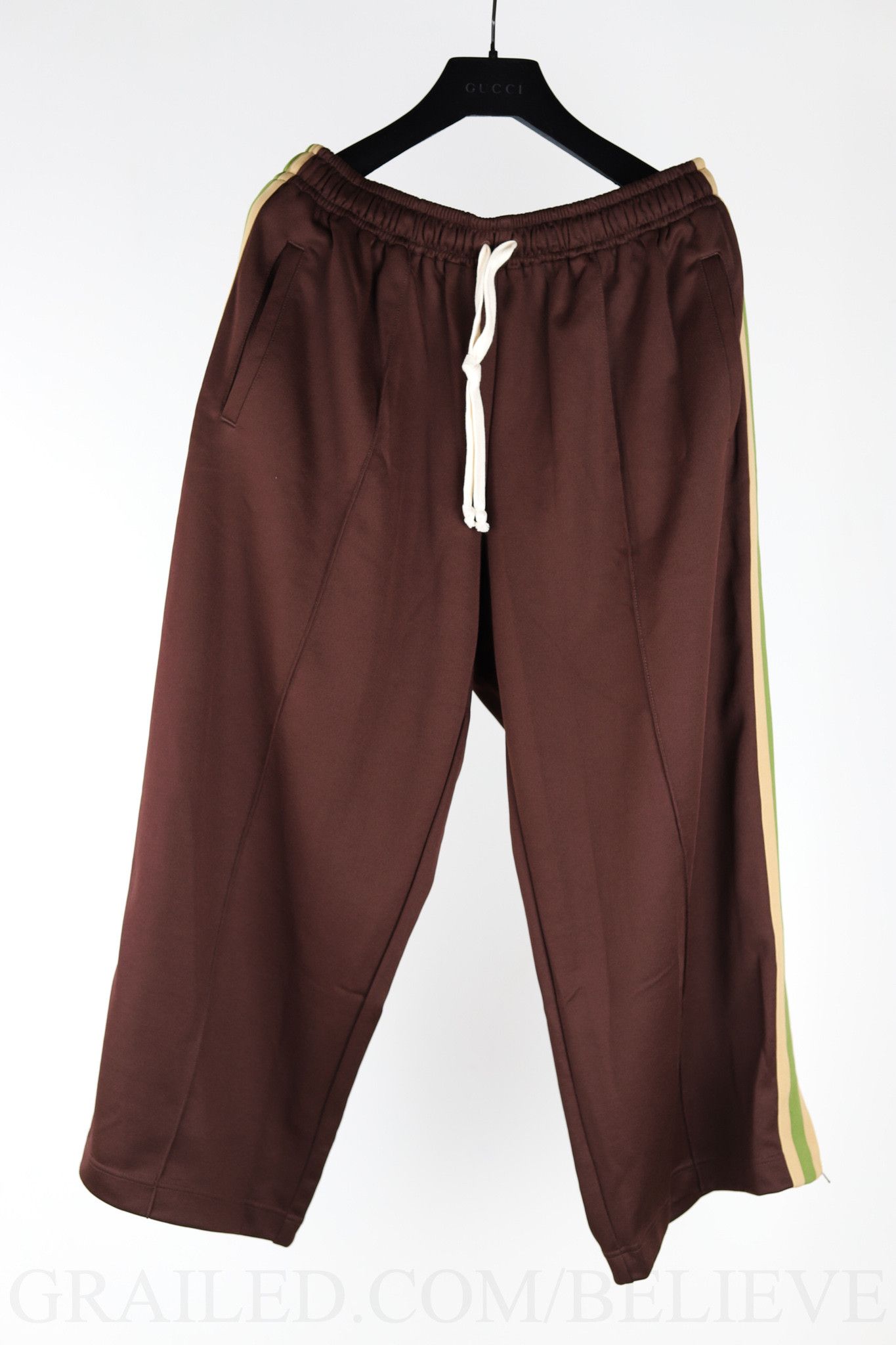 image of Gucci Pants Sport Web Line Nylon Logo 173 in Brown, Men's (Size 34)