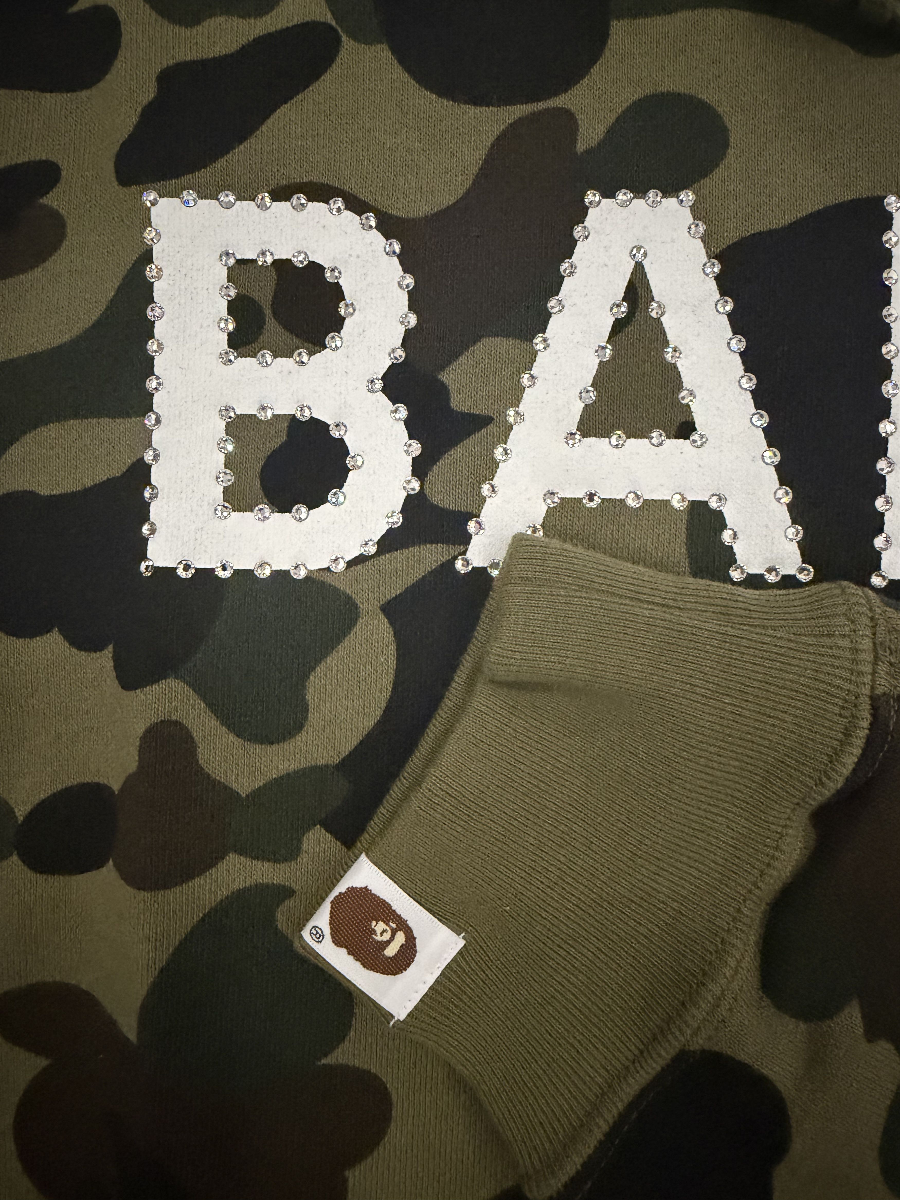 Bape BAPE WMNS 1st Camo Swarovski Bape Pullover Hoodie Green Size S / US 4 / IT 40 - 6 Thumbnail