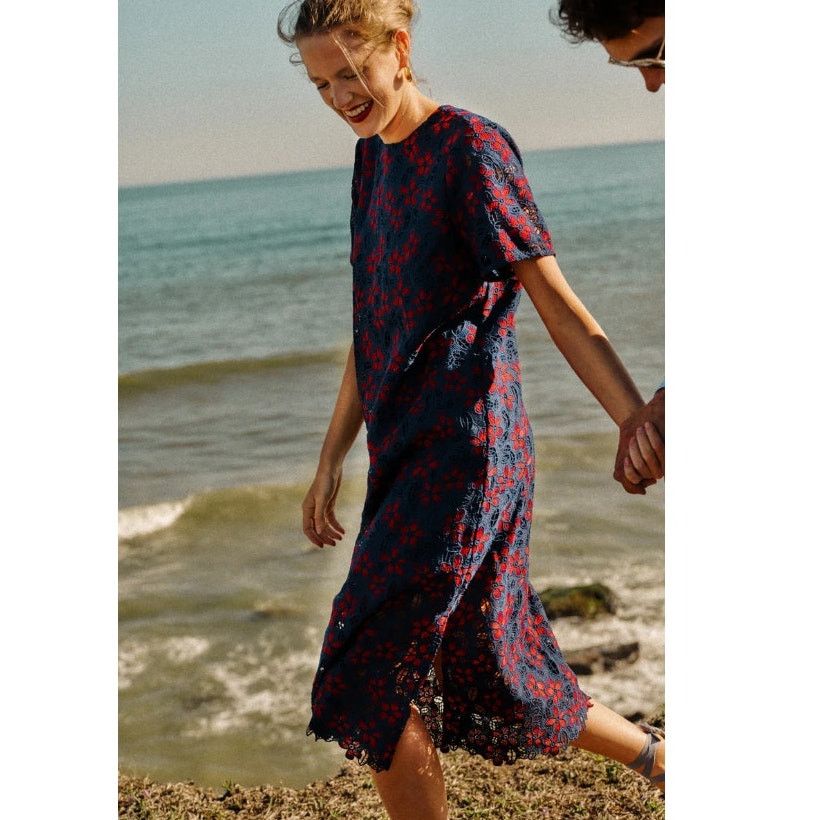 Other Tuckernuck POMANDER Place Midnight Floral Seraphina Dress L Size L / US 10 / IT 46 - 2 Thumbnail
