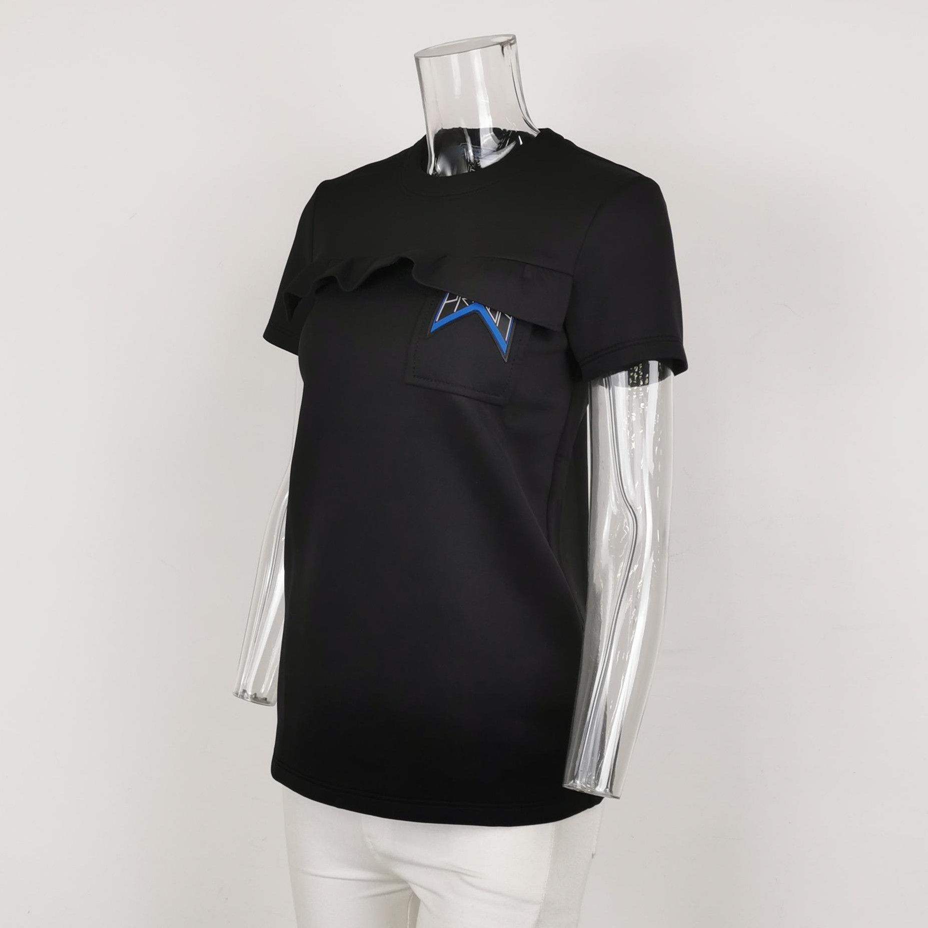 Prada Prada Black Short Sleeve Blouse with Ruffle . Size S / US 4 / IT 40 - 2 Thumbnail