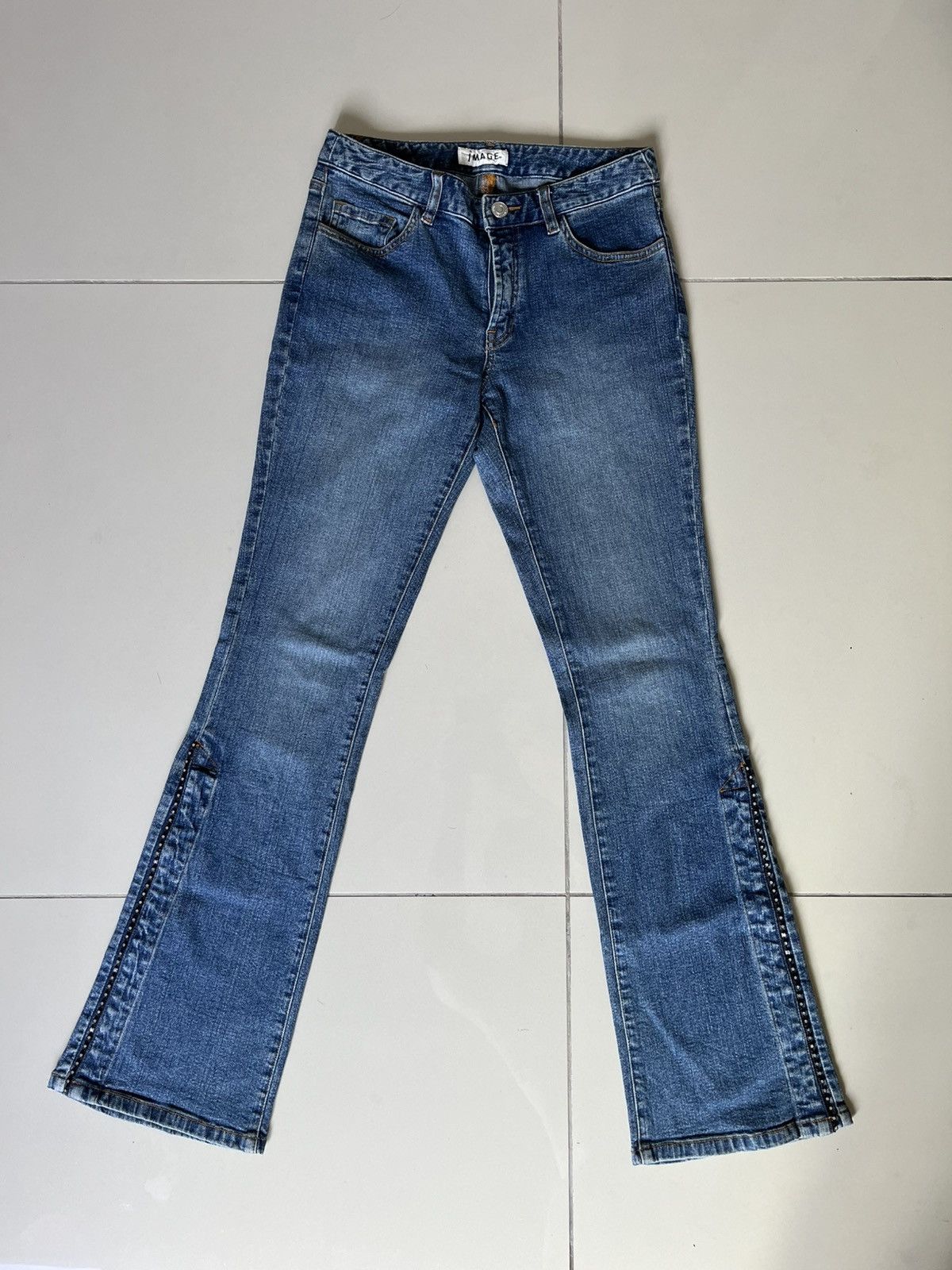 Japanese Brand Issey Miyake Inspired Image Japan Diamond Bootcut Jeans Size 28" / US 6 / IT 42 - 1 Thumbnail