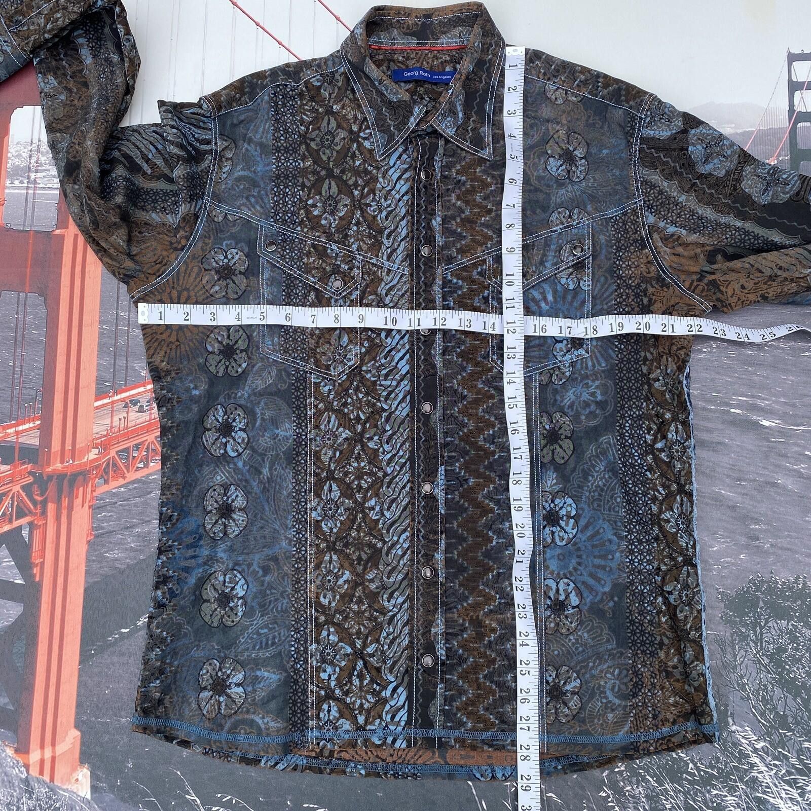 Other Georg Roth Pearl Snap Shirt Men Large Blue Western Cowboy Size US L / EU 52-54 / 3 - 7 Thumbnail