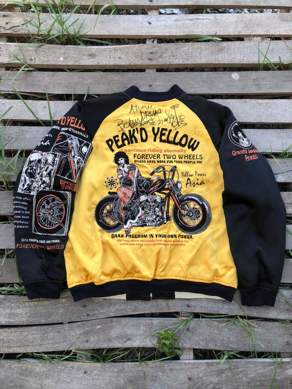 Japanese Brand Vintage Sukajan Peak'd Yellow Embroidery Reversible Jacket Size US M / EU 48-50 / 2 - 1 Thumbnail