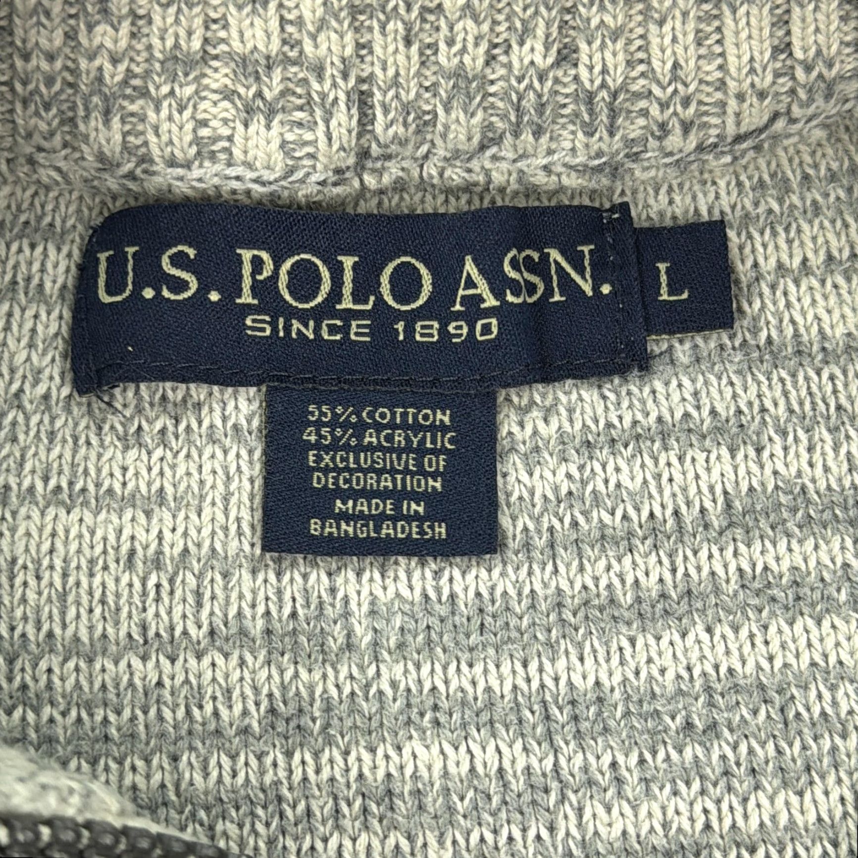 Vintage US Polo Assn Sweater Mens Large Gray Ombre Stripe Quarter Zip Knit Pullover Size US L / EU 52-54 / 3 - 4 Thumbnail