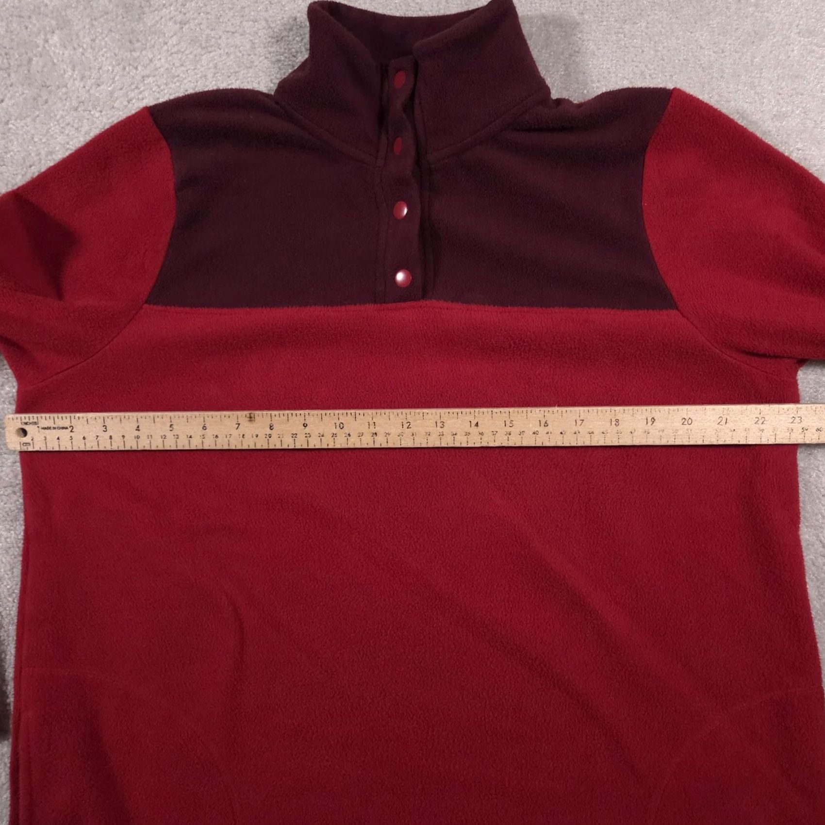 Vintage Cuddl Duds Pullover Womens Large Red Maroon Fleece Snap Front Warm Cozy Pockets Size L / US 10 / IT 46 - 7 Thumbnail