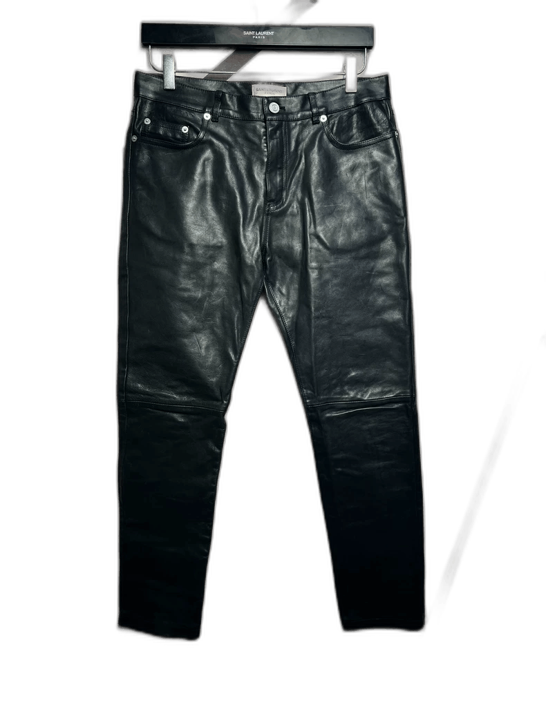 Saint Laurent Paris Saint Laurent Black Leather Pants for Men Size US 44 / EU 60 - 1 Thumbnail