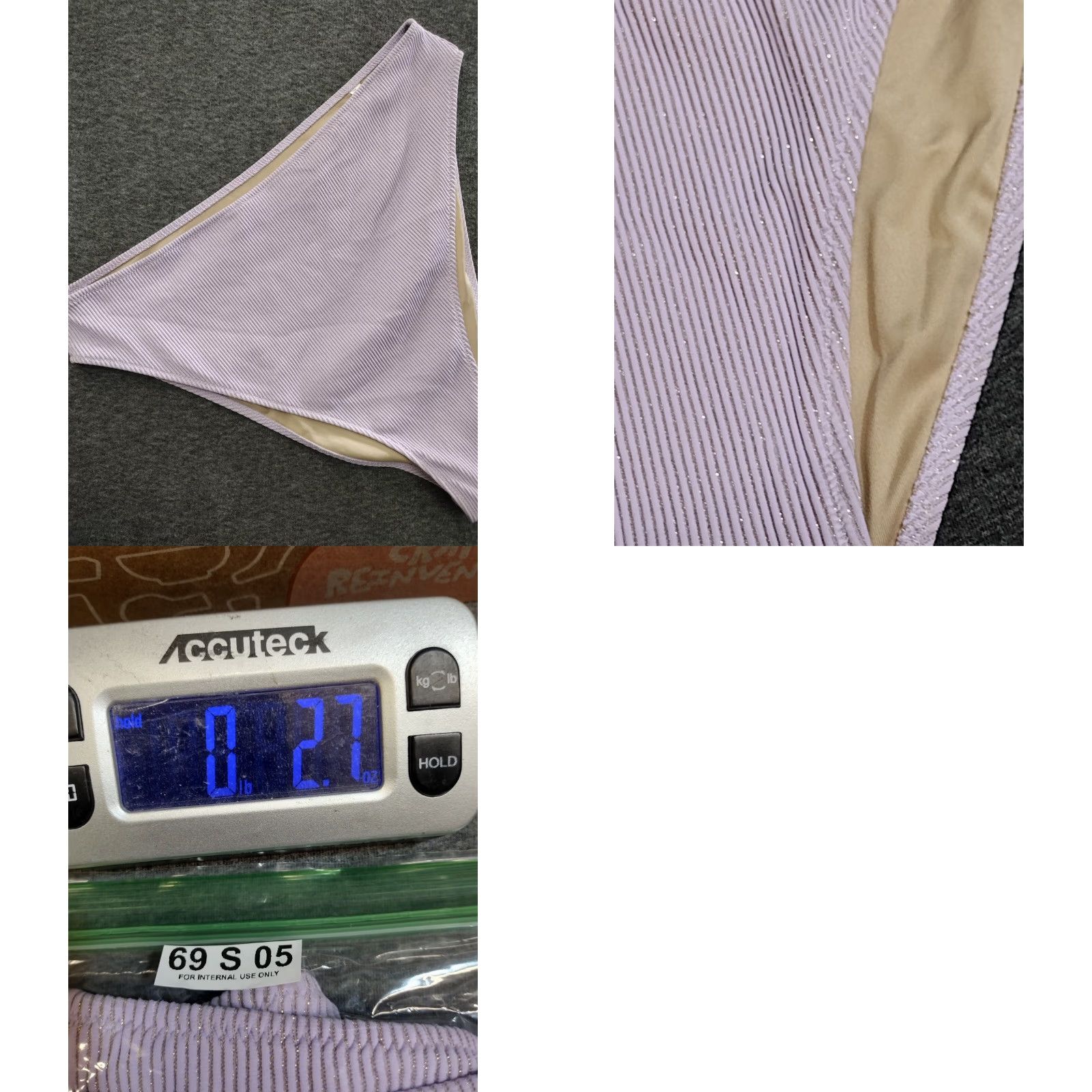 Vintage Shade & Shore Women's Ribbed High Rise Cheeky Bikini Bottom Light Purple XL Size 40" / US 18 - 8 Thumbnail