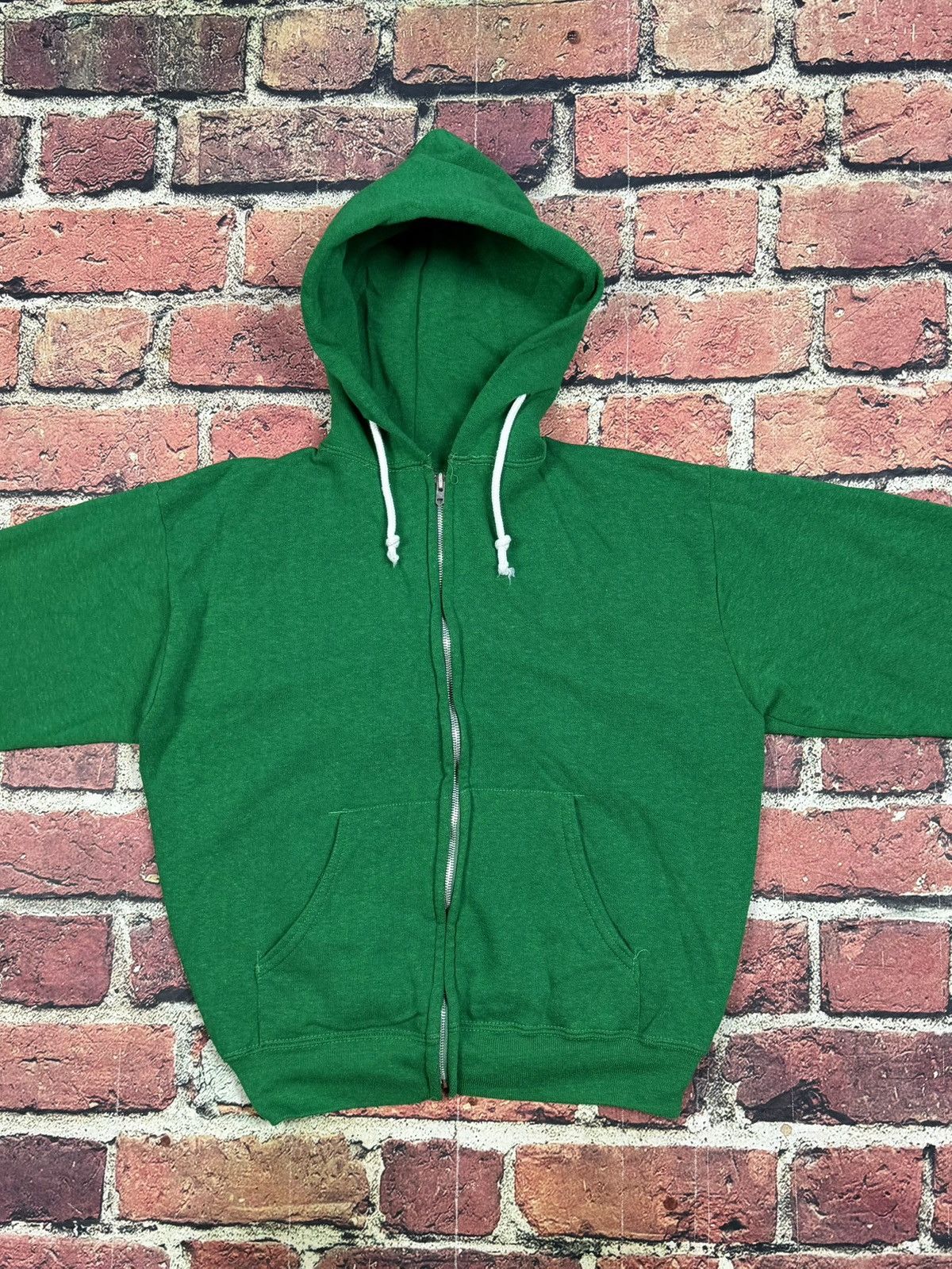 Other Vintage Blank Green Zip Up Hoodie Cropped Boxy 70s 80s Size US M / EU 48-50 / 2 - 3 Thumbnail