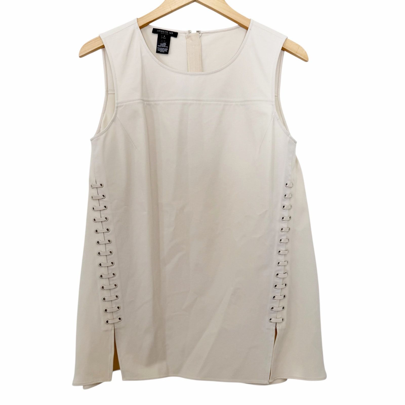 Lafayette 148 Lafayette 148 Off White Lace Up Sleeveless Blouse Sz 6 Size M / US 6-8 / IT 42-44 - 1 Thumbnail