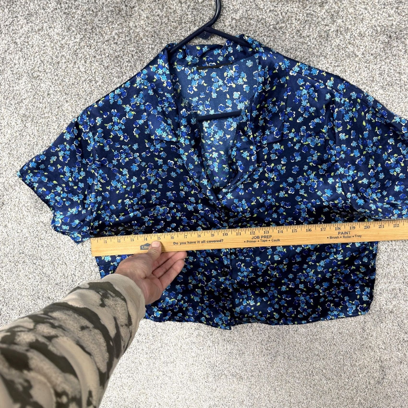 Vintage Satin Pajama Set Navy Floral 90s Grunge Y2K Womens L Slim Collared Short Sleeve Drawstring Shorts Size ONE SIZE - 4 Thumbnail
