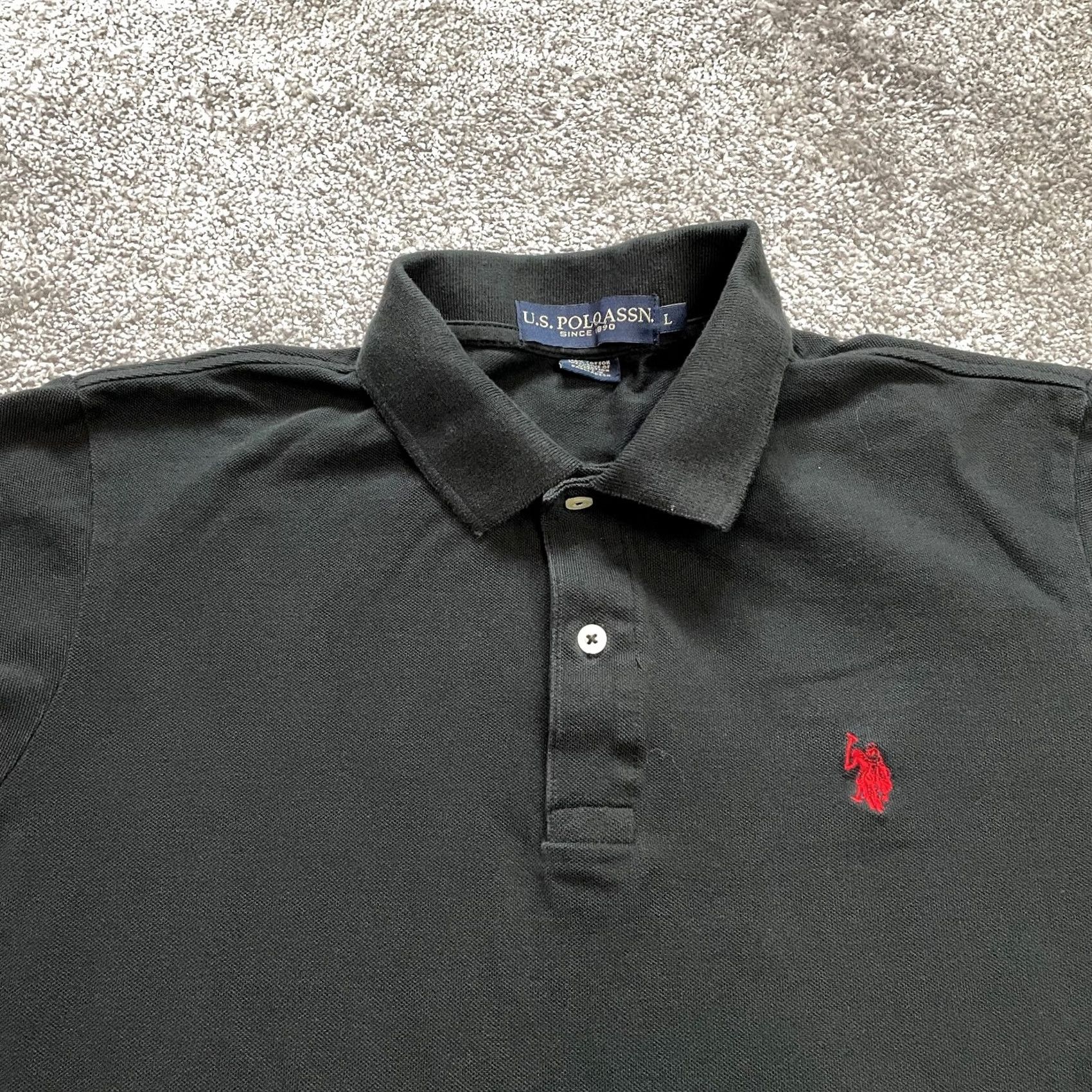 Vintage US Polo Assn. Polo Shirt Mens L Black Knit Short Sleeve Collared Logo Golf Rugby Preppy Pony Logo Shirt Size US L / EU 52-54 / 3 - 2 Thumbnail
