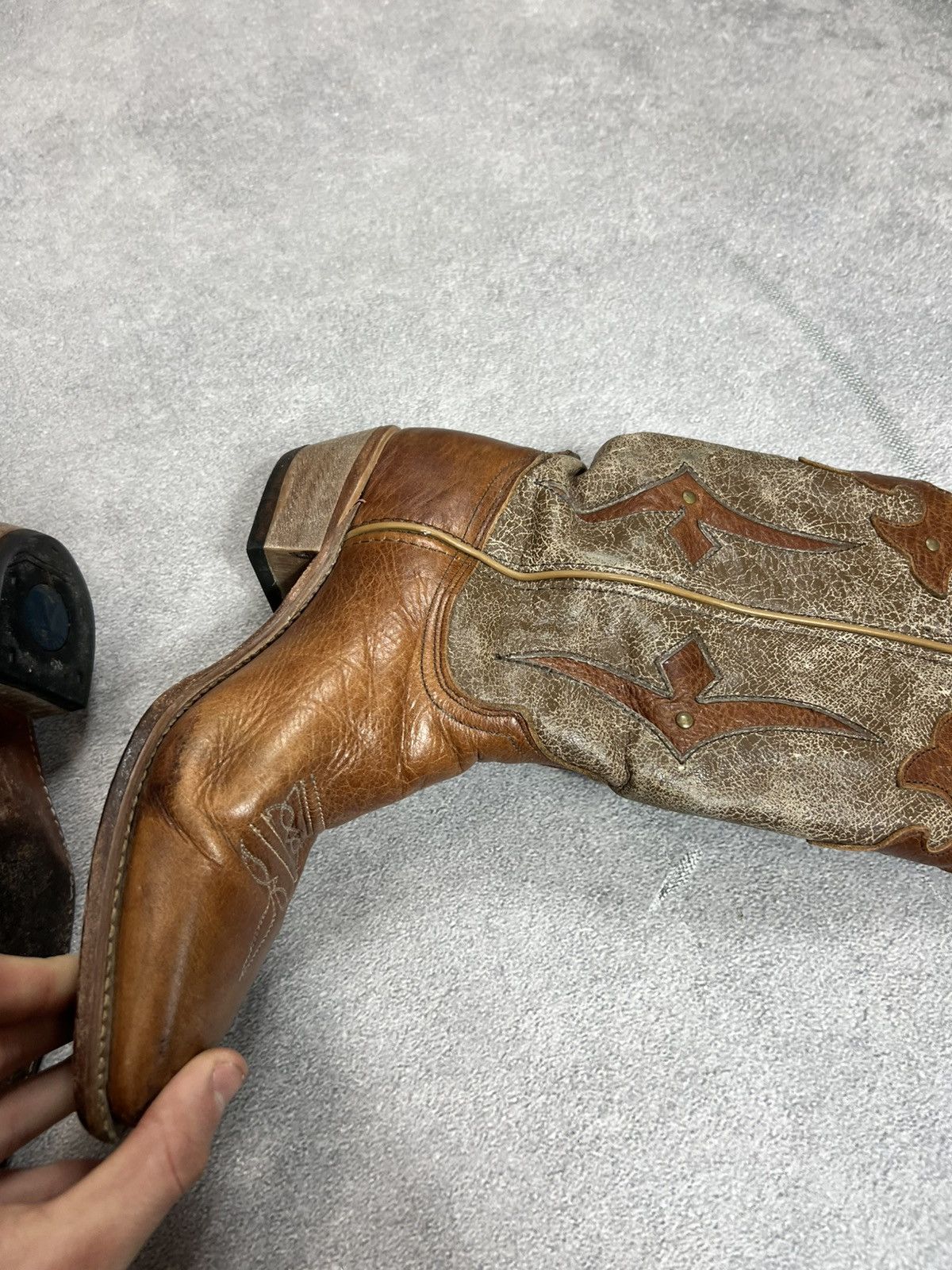 Other MOTO WESTERN GUIDI BUFFALO STYLE LEATHER BOOTS 90s Size US 9 / EU 42 - 8 Thumbnail