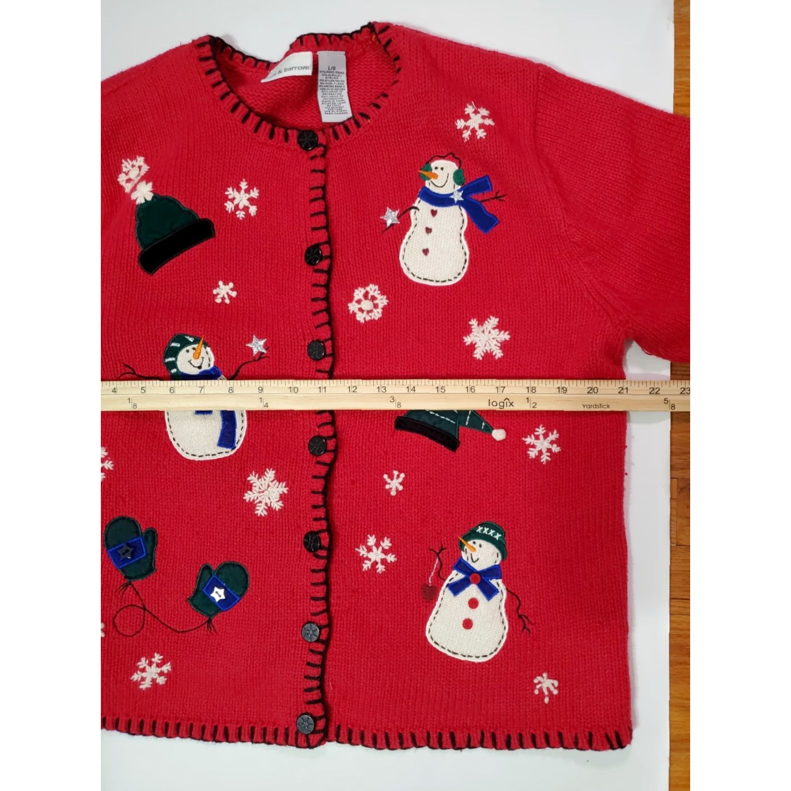 Croft & Barrow VINTAGE Croft & Barrow Womens Cardigan Sweater Red Snowmen Snowflakes Christmas L Regular Knit Embroidered Button Notions Winter Fall Spring Size L / US 10 / IT 46 - 7 Thumbnail