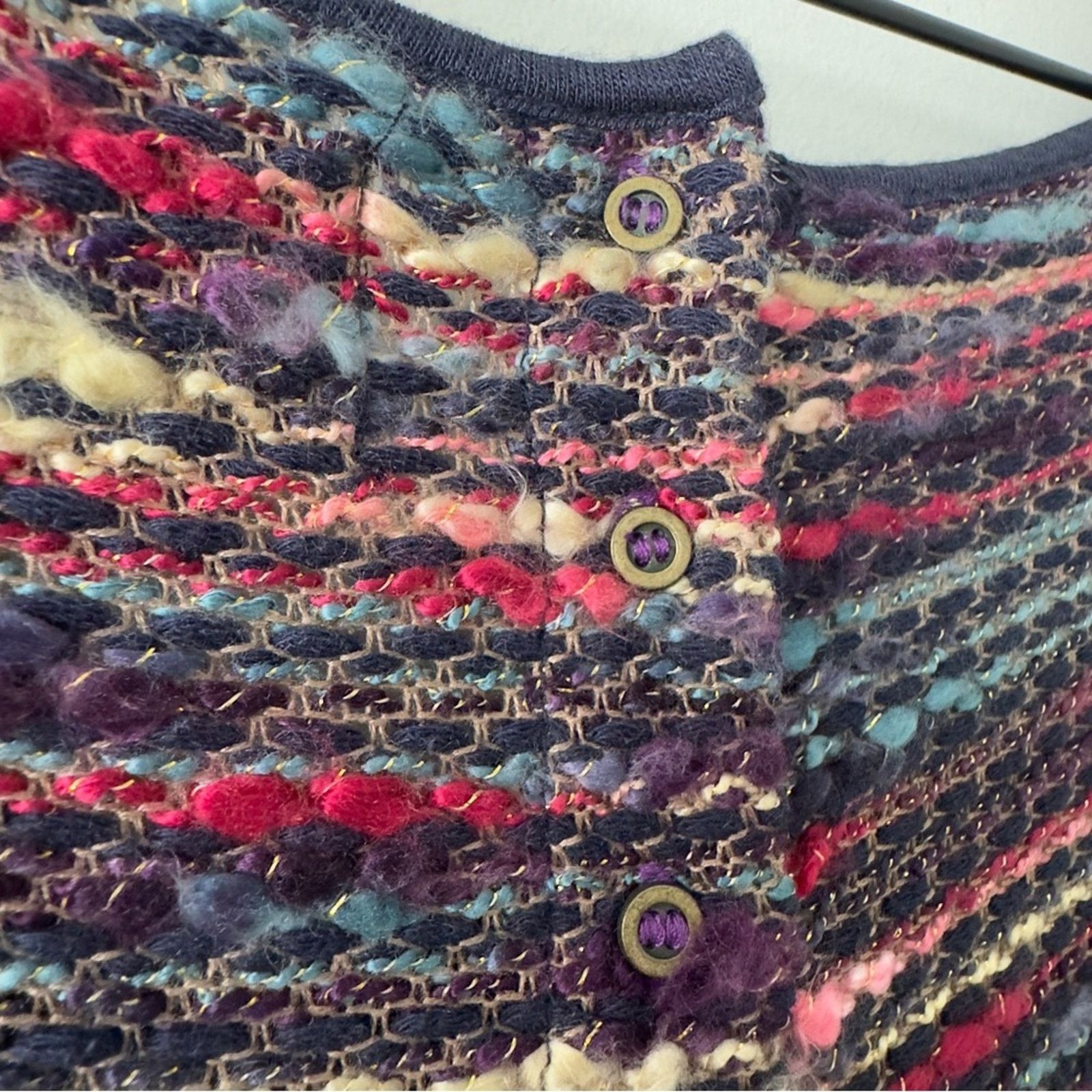 Anthropologie Maeve Multicolor Knit Dress 3/4 Sleeve buttons