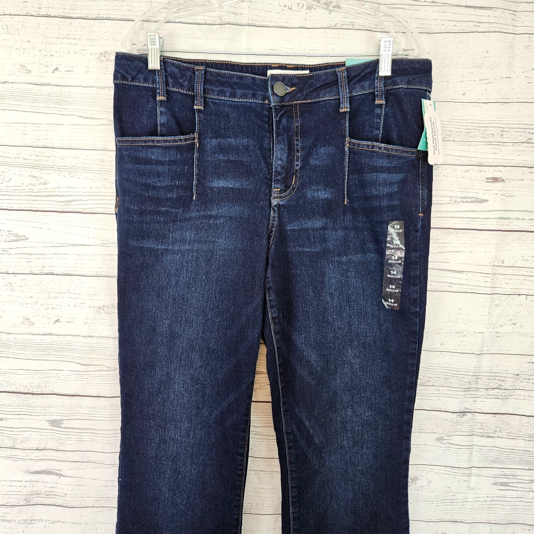 Vintage M Jeans by Maurices Womens Slim Boot Jeans Sz 14 Blue Dark Wash Mid Rise Size 36" / US 14 / IT 50 - 2 Thumbnail