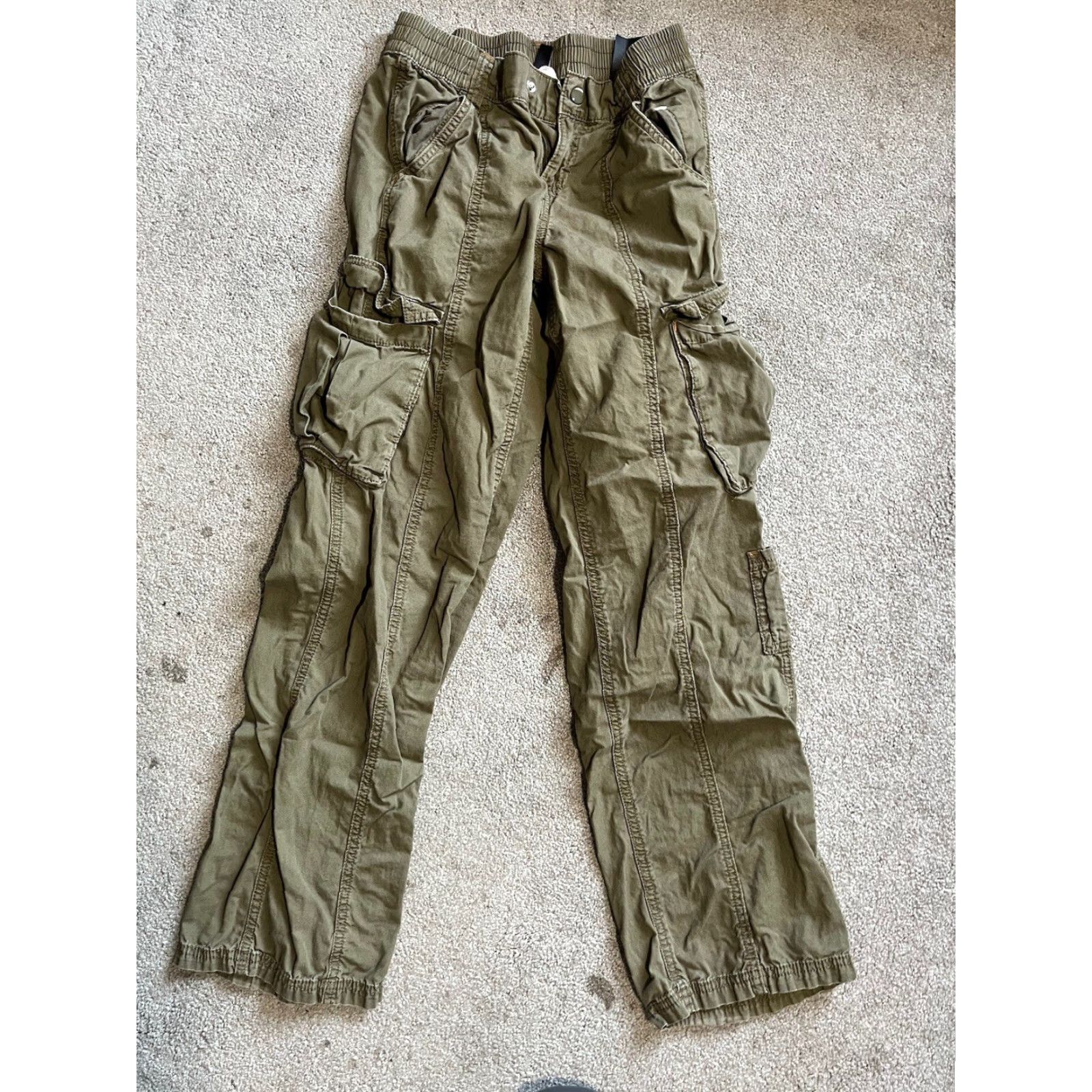 H&M VINTAGE Divided by H&M Women's High-Rise Cargo Pocket Pants 0 Green 100% Cotton Size 25" / US 0 / IT 36 - 2 Thumbnail