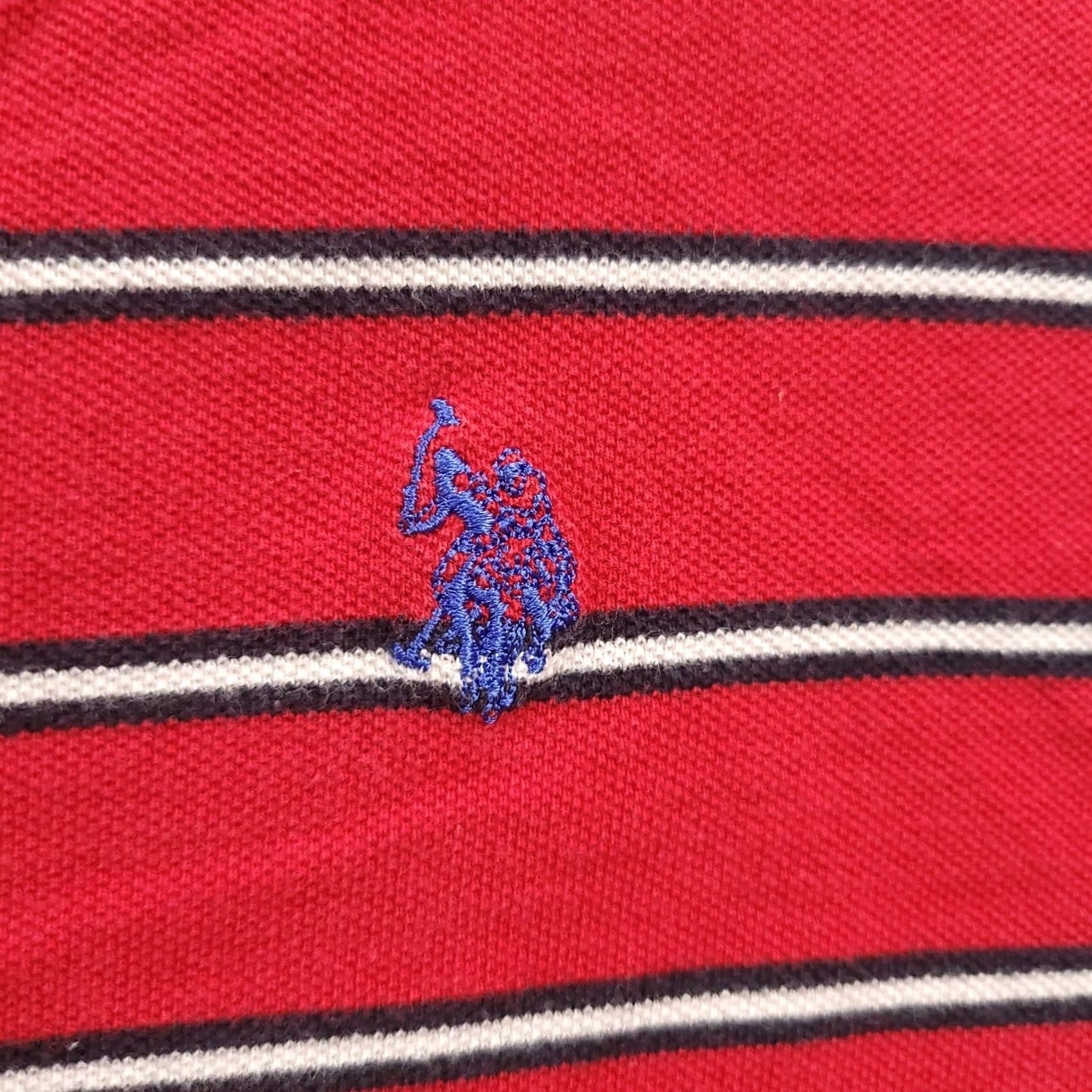 U.S. Polo Assn. VINTAGE U.S. Polo Assn. Polo Shirt Red Stripe 100% Cotton XL Mens Short Sleeve Knit Polo Rugby Golf 90s logo Embroidered Men Size US XL / EU 56 / 4 - 4 Thumbnail
