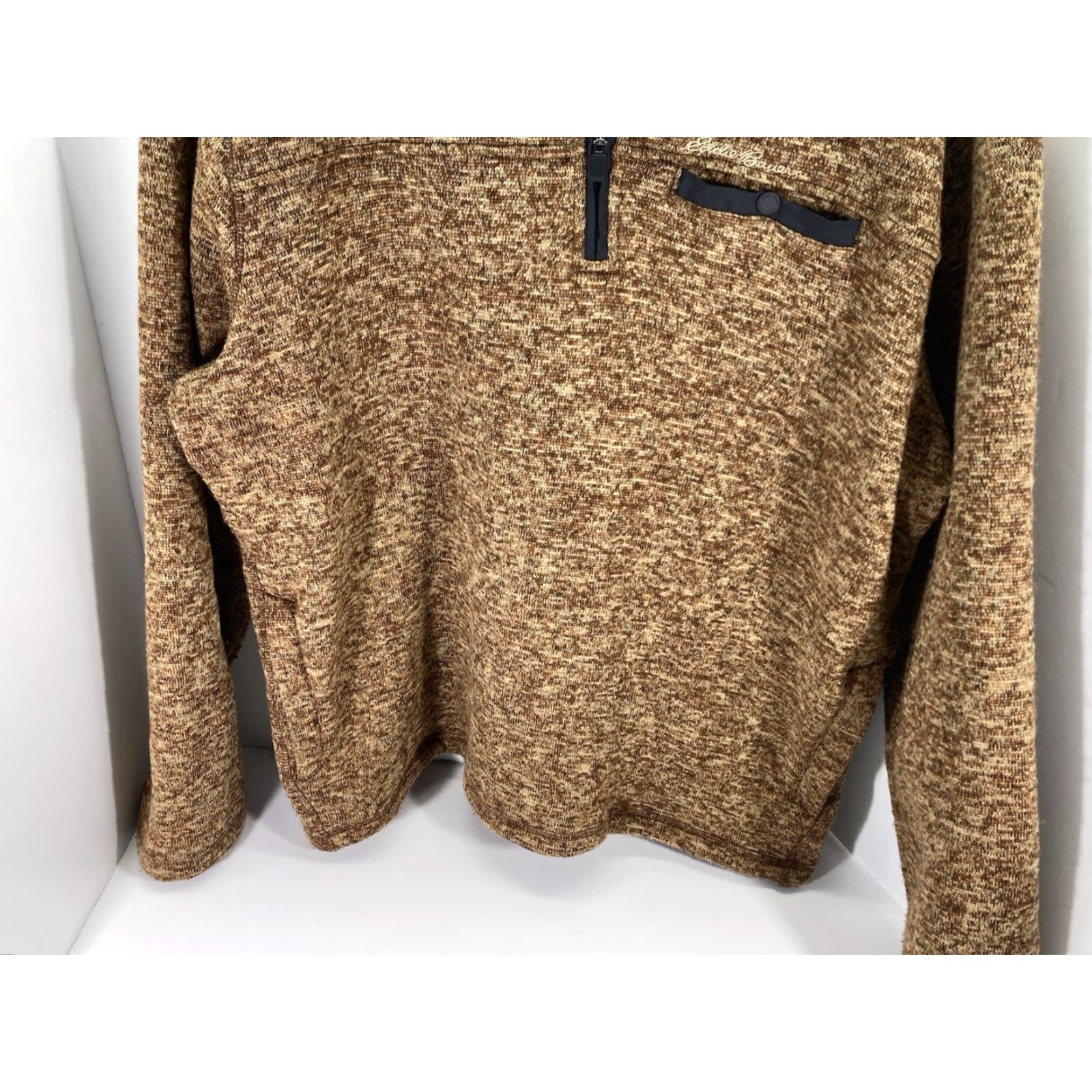 Eddie Bauer Eddie Bauer Fleece Sweater Men XL Brown 1/4 Zip Mock Neck Pullover Long Sleeve Sleeve Change: 1/4 Zip Size US XL / EU 56 / 4 - 3 Thumbnail