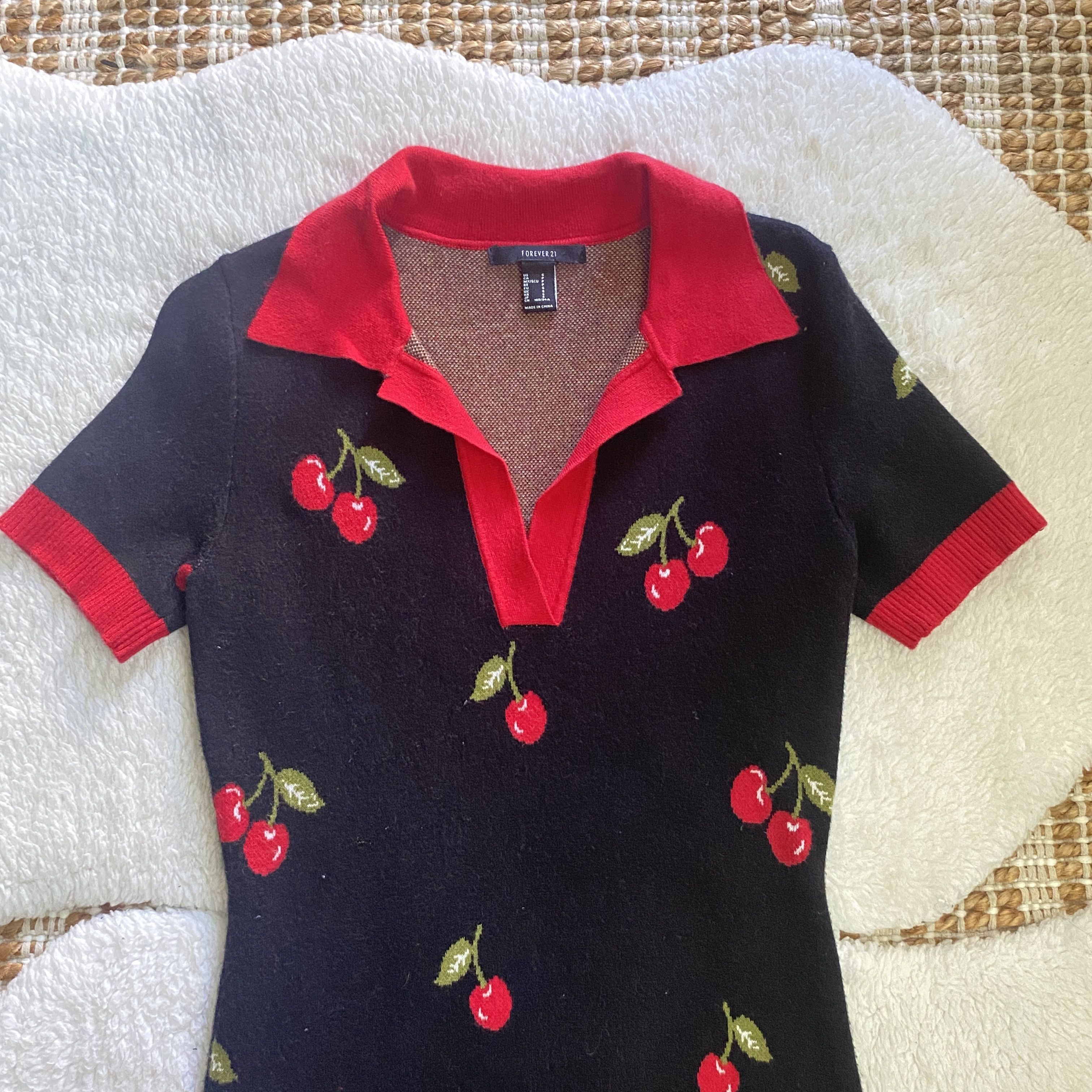Forever 21 Forever 21 Cherry Split-Neck Sweater Dress – Size Small Size S / US 4 / IT 40 - 10 Thumbnail