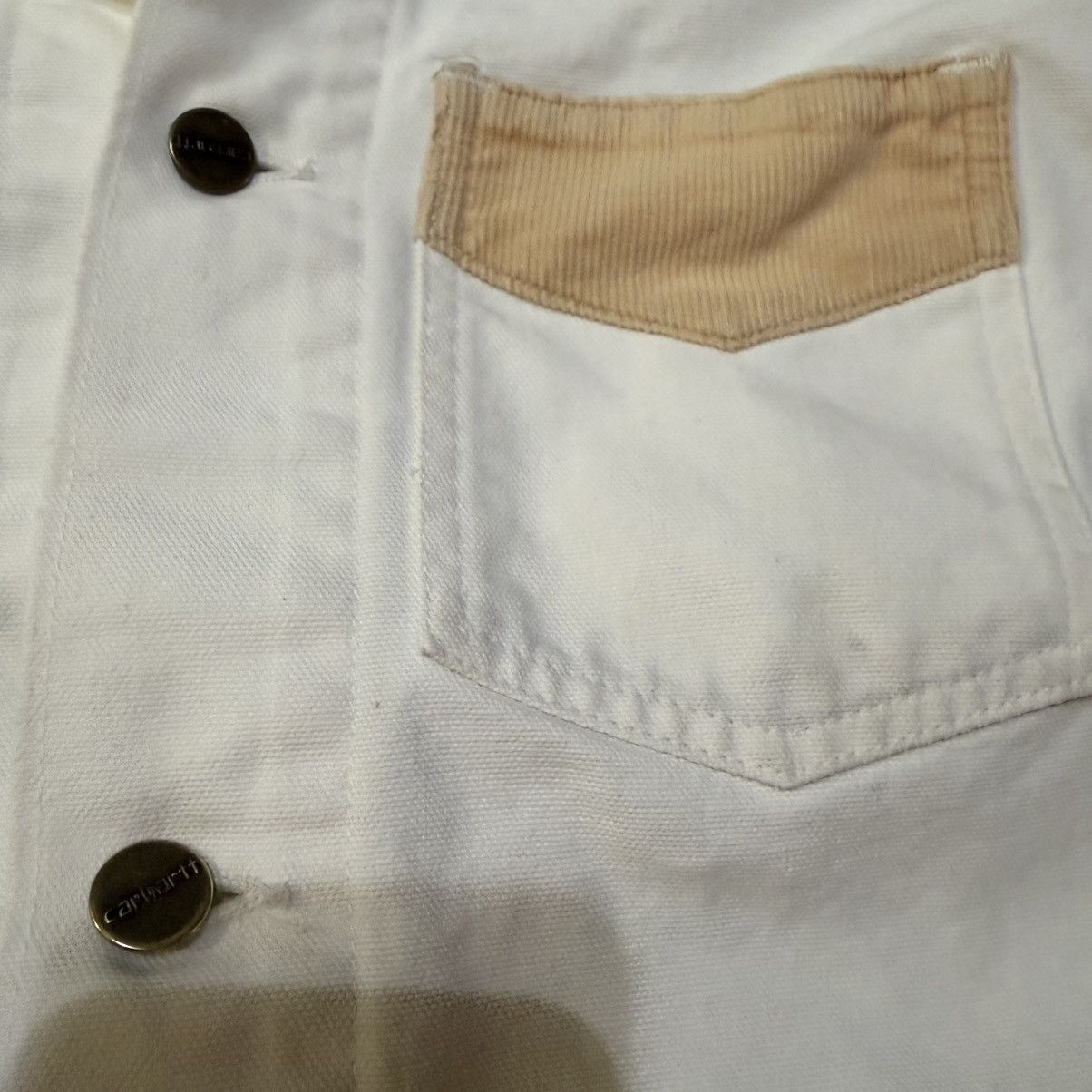 Carhartt Rare 1989 Carhartt 3 Pocket White Tan Chore Corduroy Jacket Size US L / EU 52-54 / 3 - 4 Thumbnail