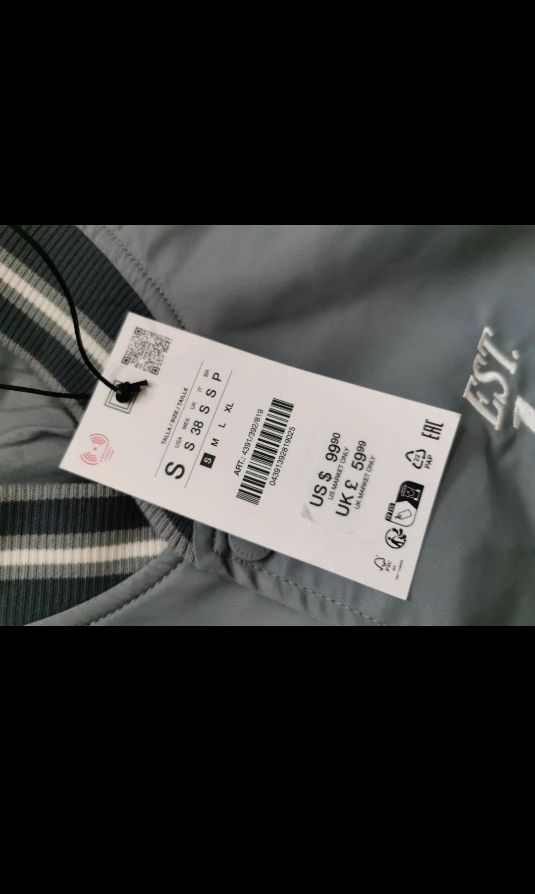 Zara Zara Blue grey varsity jacket bomber size man small Size US S / EU 44-46 / 1 - 8 Thumbnail
