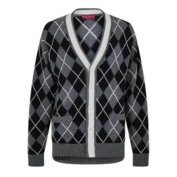 o1s1wg110925 L/S Cardigan Wool in Grey & Black