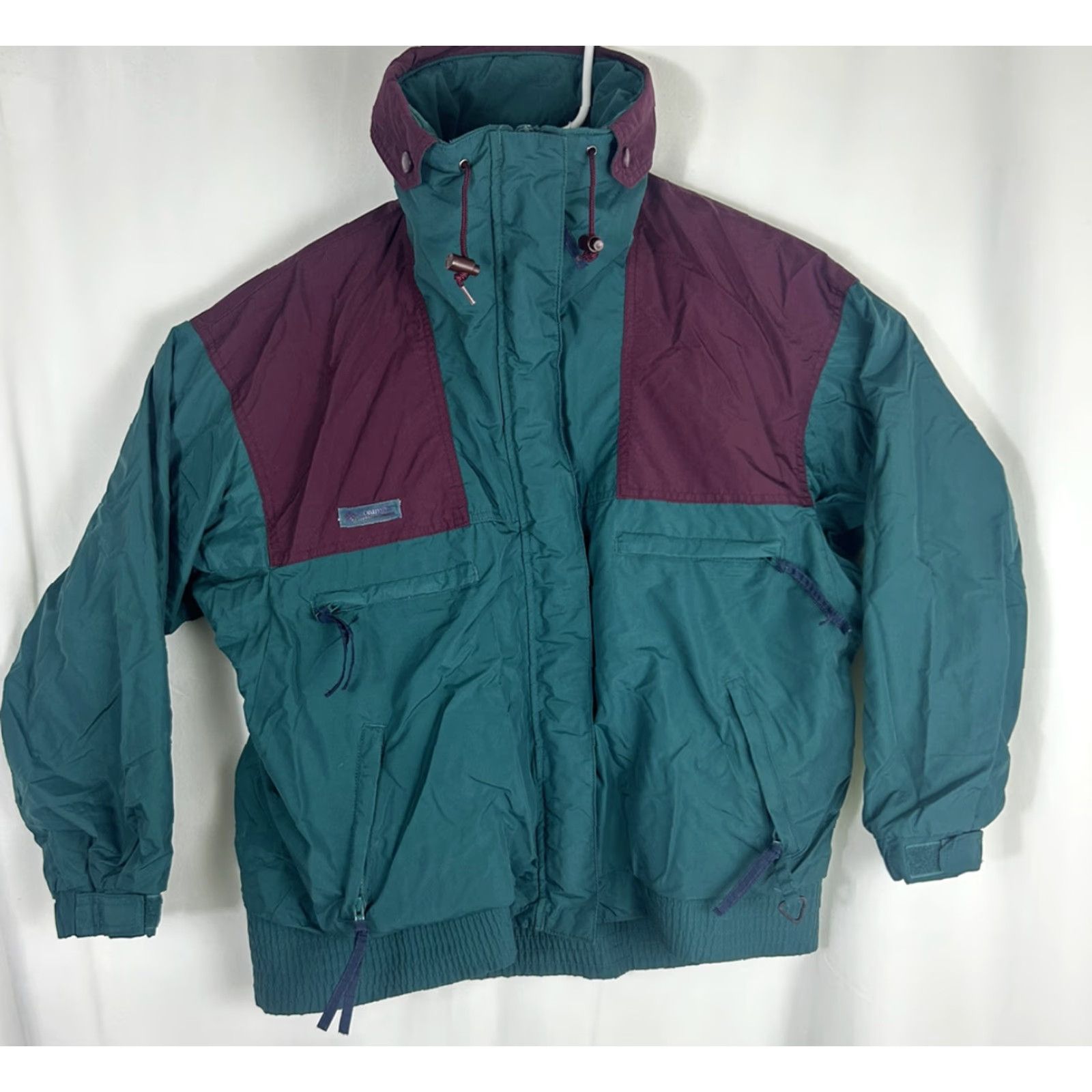 Vintage VINTAGE Columbia Jacket Women L Green Full Zip Hood Burgundy Long Sleeve | Basic Jacket Size L / US 10 / IT 46 - 2 Thumbnail