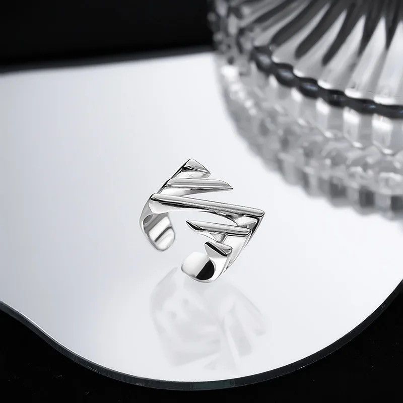 Jewelry × Vintage 925 Sterling Rings Geometric Handmade Irregular Strip Size ONE SIZE - 2 Thumbnail