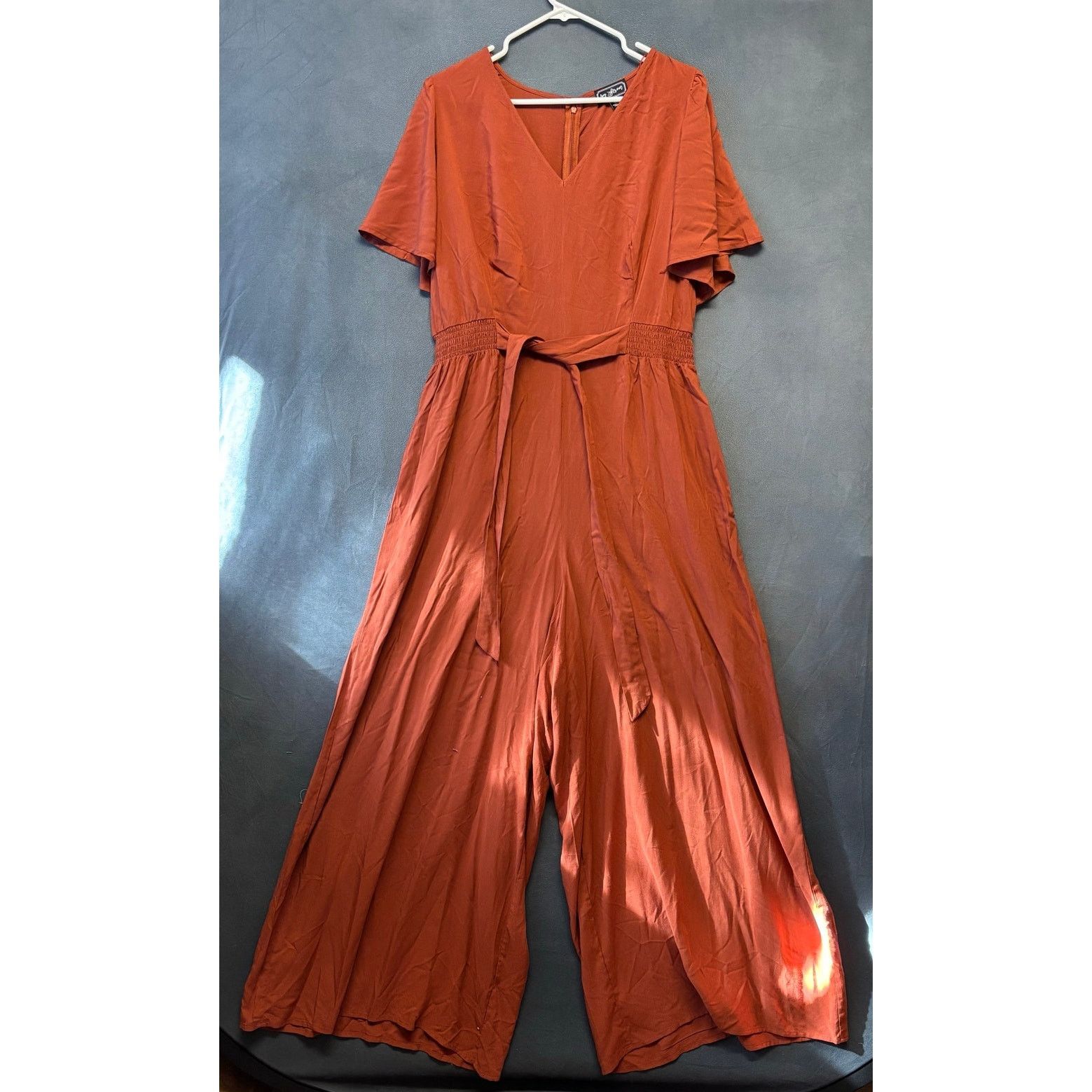 Other Ivy Street Plus Size Rust Wide Leg Jumpsuit 1X Boho Pantsuit Size 38" / US 16 / IT 52 - 1 Thumbnail