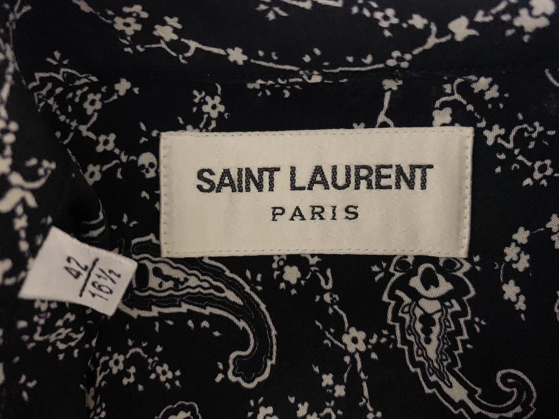 Saint Laurent Paris Saint Laurent SLP 15SS Silk Black &White Paisley Shirt Q12 Size US XS / EU 42 / 0 - 7 Thumbnail