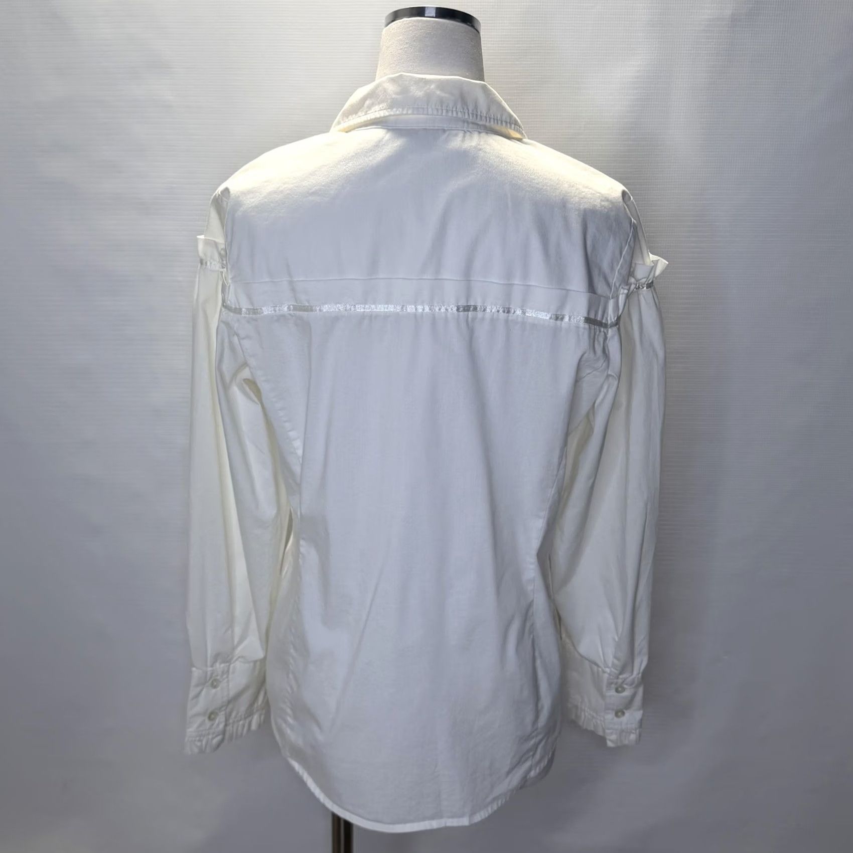 Vintage Victor Costa Blouse Womens L White Collared Button Front Sleeve Top Size L / US 10 / IT 46 - 3 Thumbnail