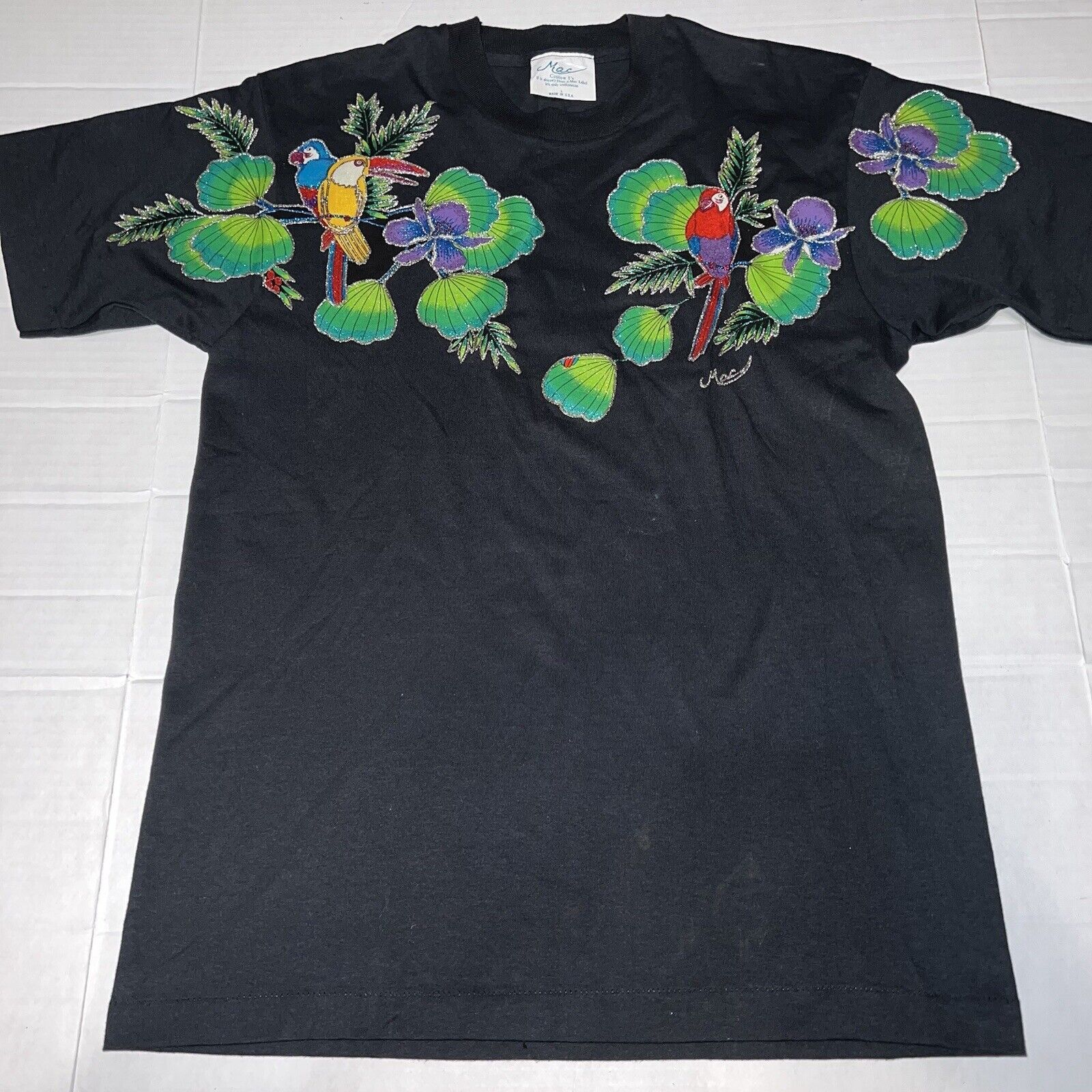 Anvil Vintage 90s Parrot Shirt Mac Single Stitch USA Medium Size US M / EU 48-50 / 2 - 1 Thumbnail