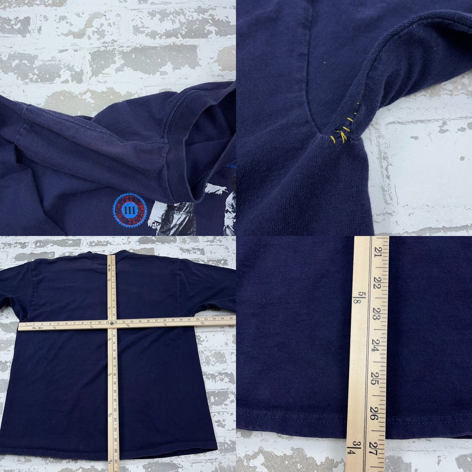 Delta VINTAGE Three Stooges Shirt Men XL Blue Long Sleeve Tee Baseball 90s Y2K Adult Size US XL / EU 56 / 4 - 8 Thumbnail