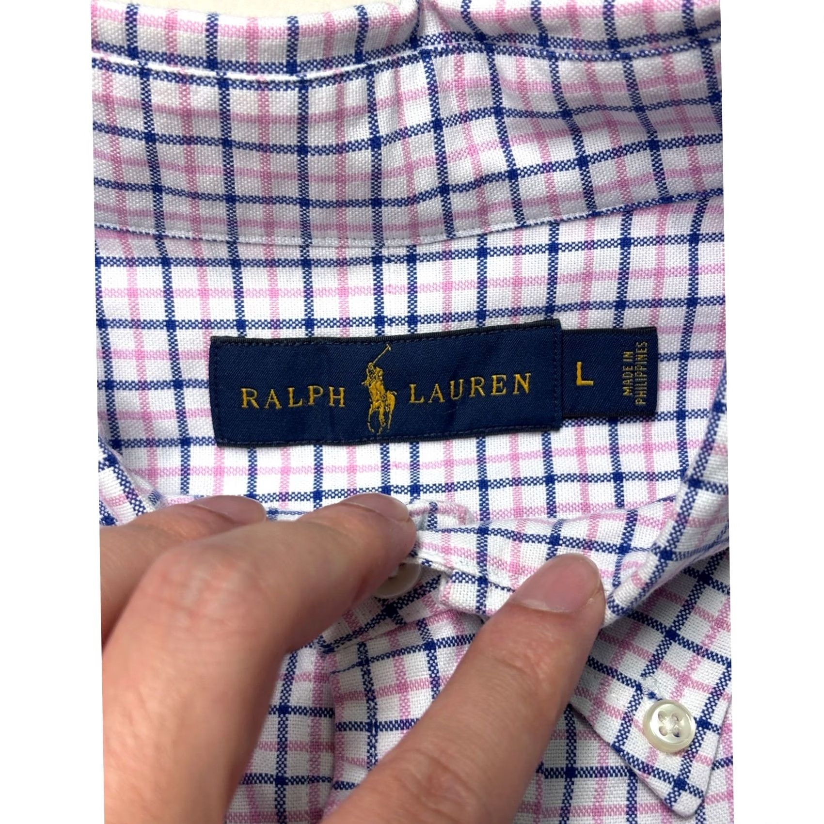 Ralph Lauren Ralph Lauren Shirt Mens L Button Down Pink Navy Blue Tattersall Check Cotton Size US L / EU 52-54 / 3 - 4 Thumbnail