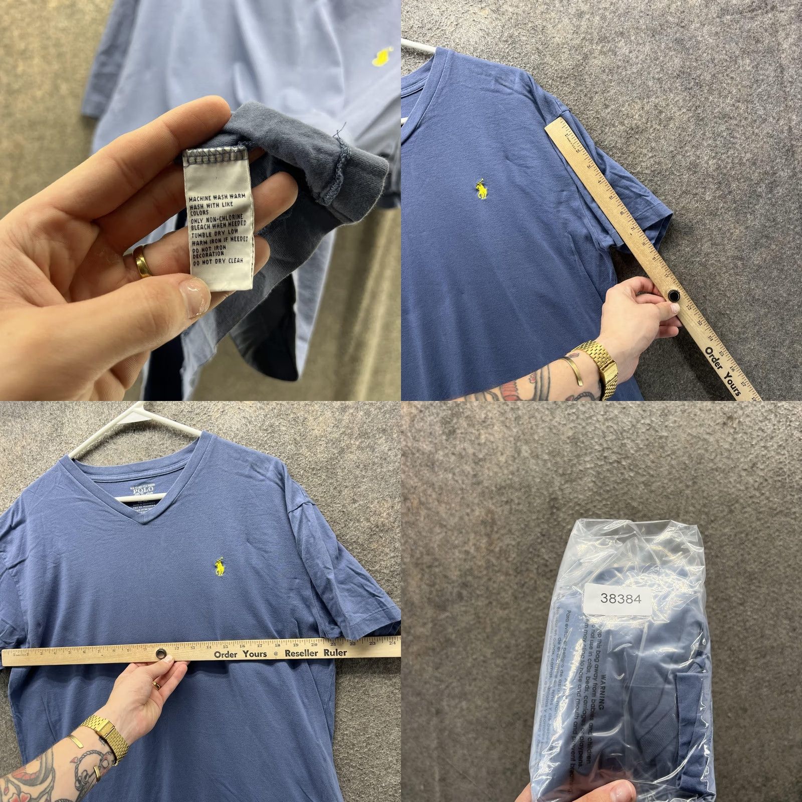 Polo Ralph Lauren Polo Ralph Lauren Shirt Mens Medium Blue V-Neck Yellow Pony Logo Cotton Casual Shirts T-Shirt Short Sleeve Size US M / EU 48-50 / 2 - 8 Thumbnail