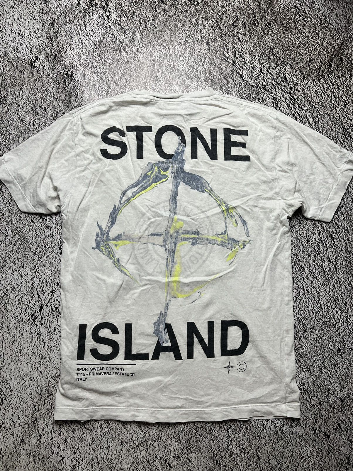 Stone Island Ss/21 Stone Island Massimo Osti “marble three” trashed tee Size US S / EU 44-46 / 1 - 1 Thumbnail