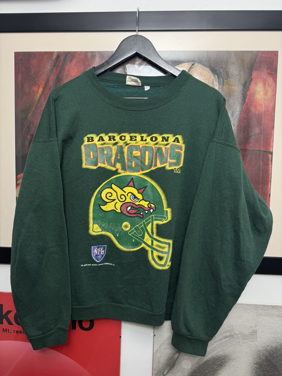 Vintage 90s Barcelona Dragons NFL Football Crewneck Boxy