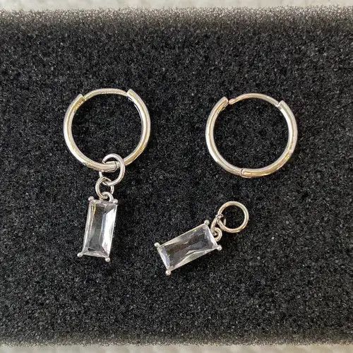 Jewelry × Vintage 925 Silver Plated Crystal Dangle Drop Earrings for Men Women Size ONE SIZE - 3 Thumbnail