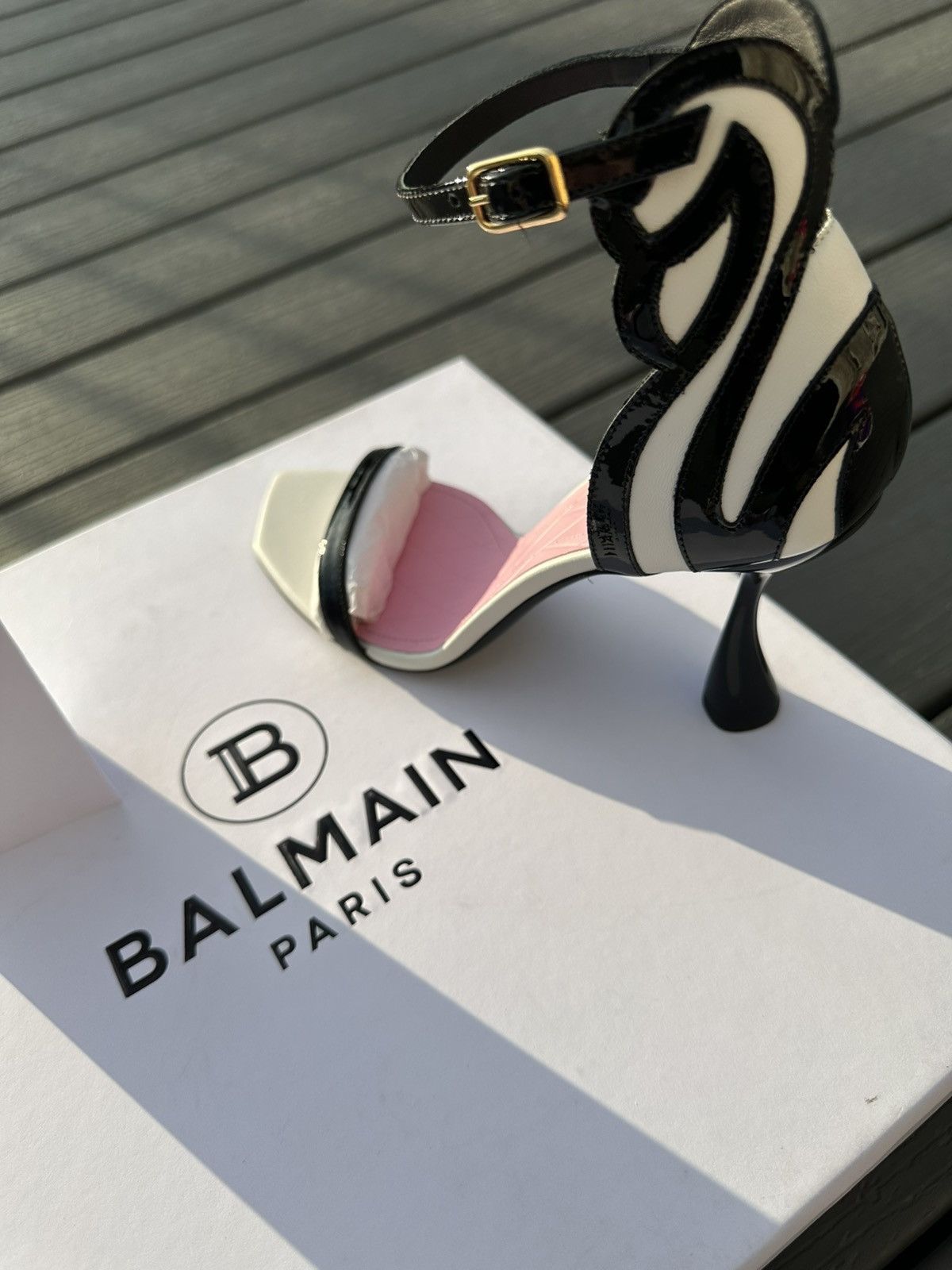 Balmain Balmain Eden 95MM Colorblocked Patent Leather Sandals Size 7 Size US 7 / IT 37 - 4 Thumbnail