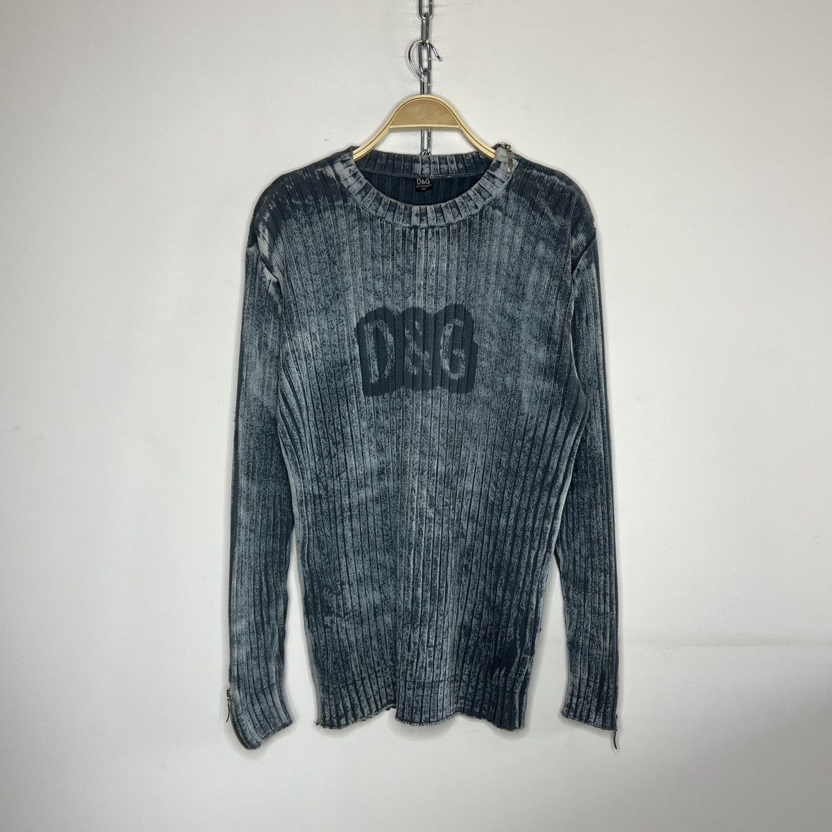 20471120 Washed Dolce Gabbana Style Knit Sweater Thrashed Y2K Size US L / EU 52-54 / 3 - 1 Thumbnail